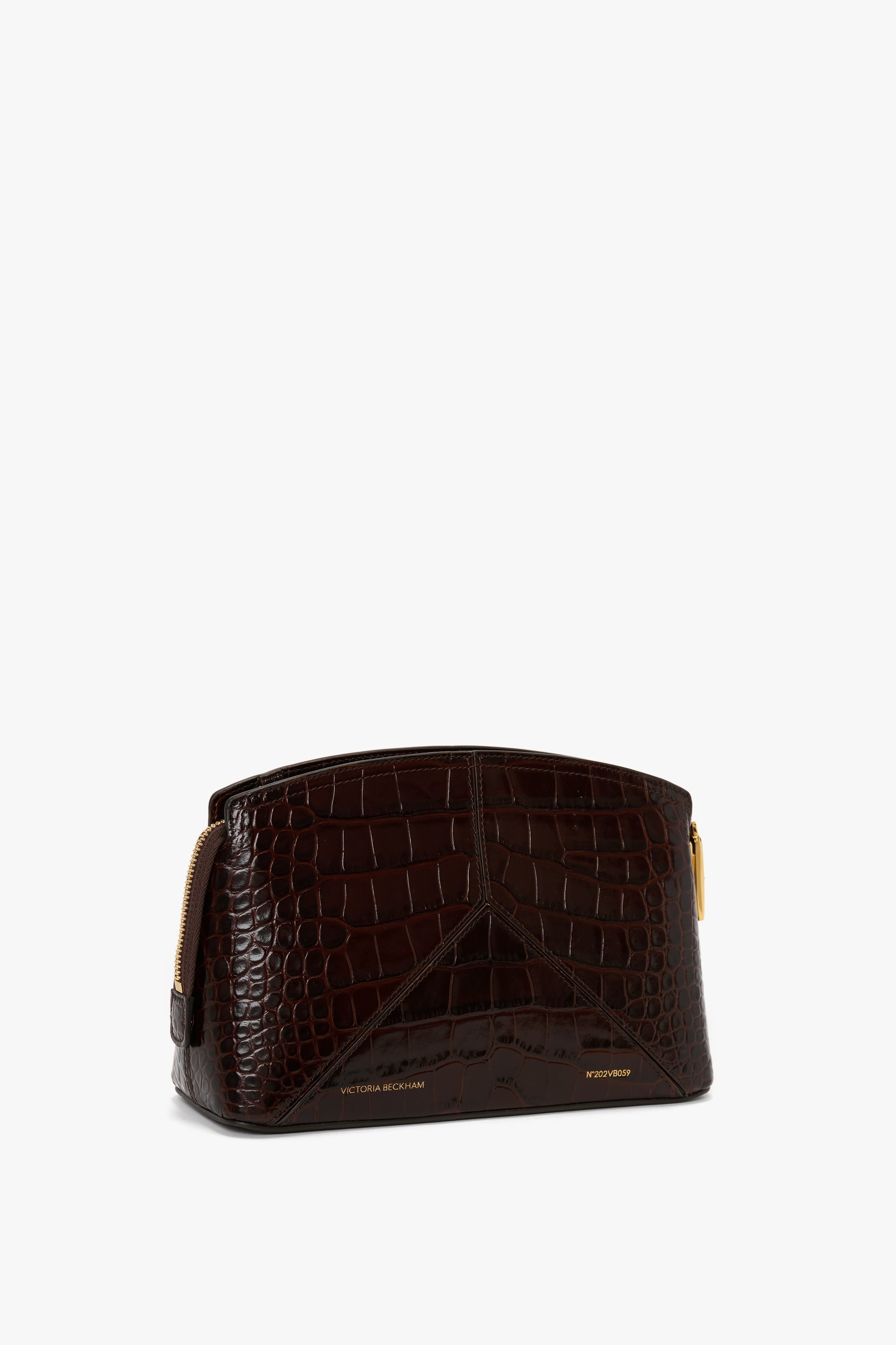 Victoria Crossbody Bag In Dark Brown Croc Embossed Leather - 4