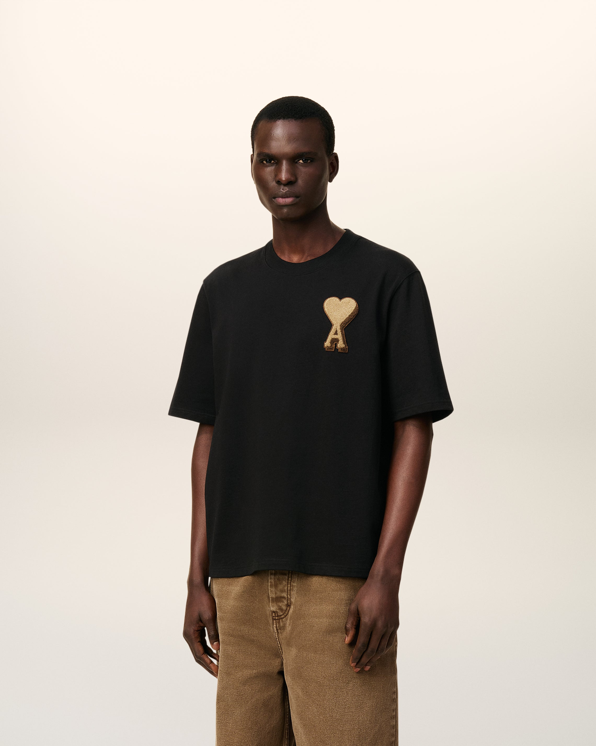BLACK COTTON AMI DE COEUR T-SHIRT - 6