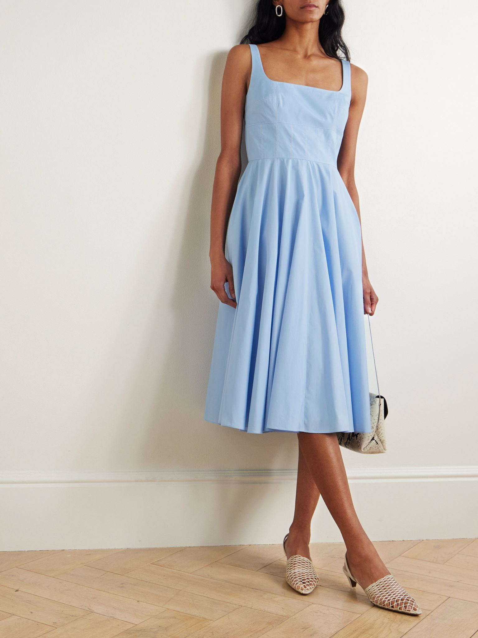 Nikush cotton-poplin midi dress Light blue - 2