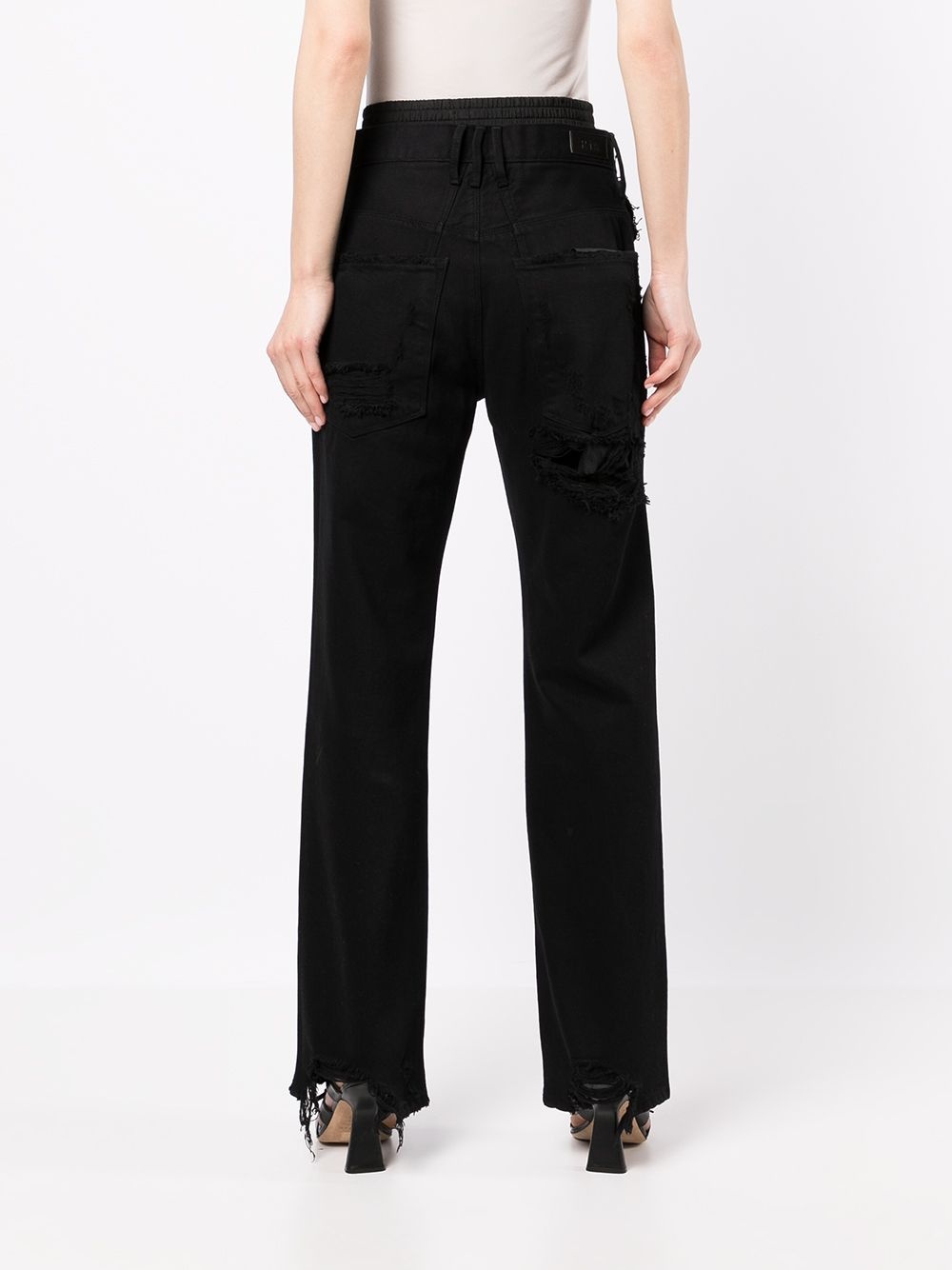 distressed double-waistband jeans - 4