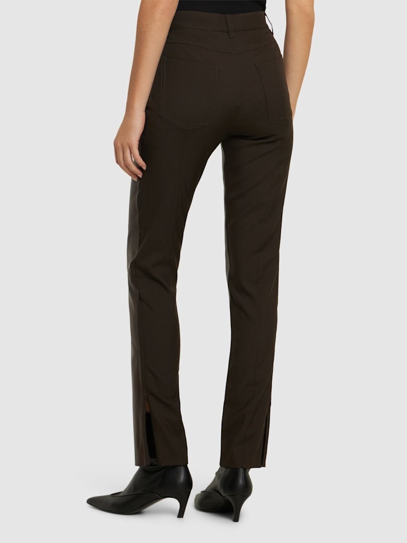 Tropical coated wool straight pants - 3