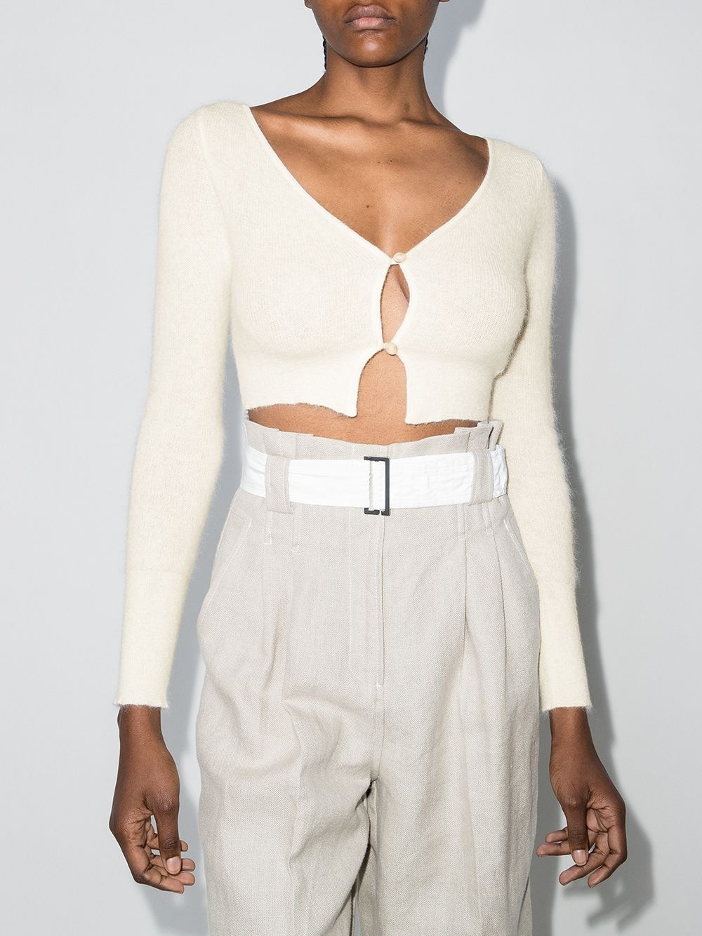 Alzou cropped V-neck cardigan - 2