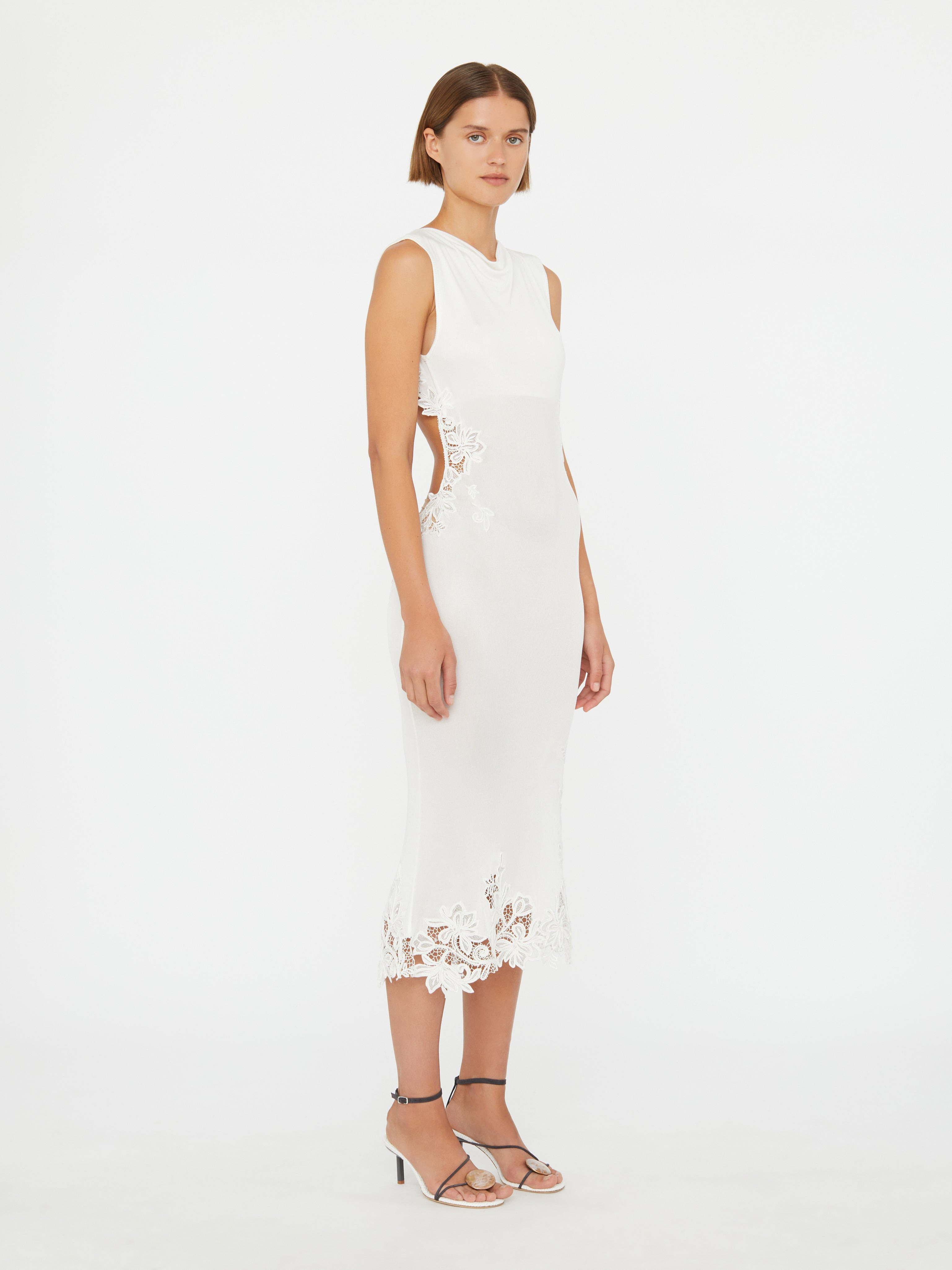 Hibiscus Embroidered Rib Dress - 4
