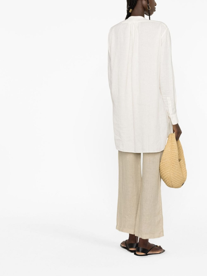 collarless linen bib shirt 3