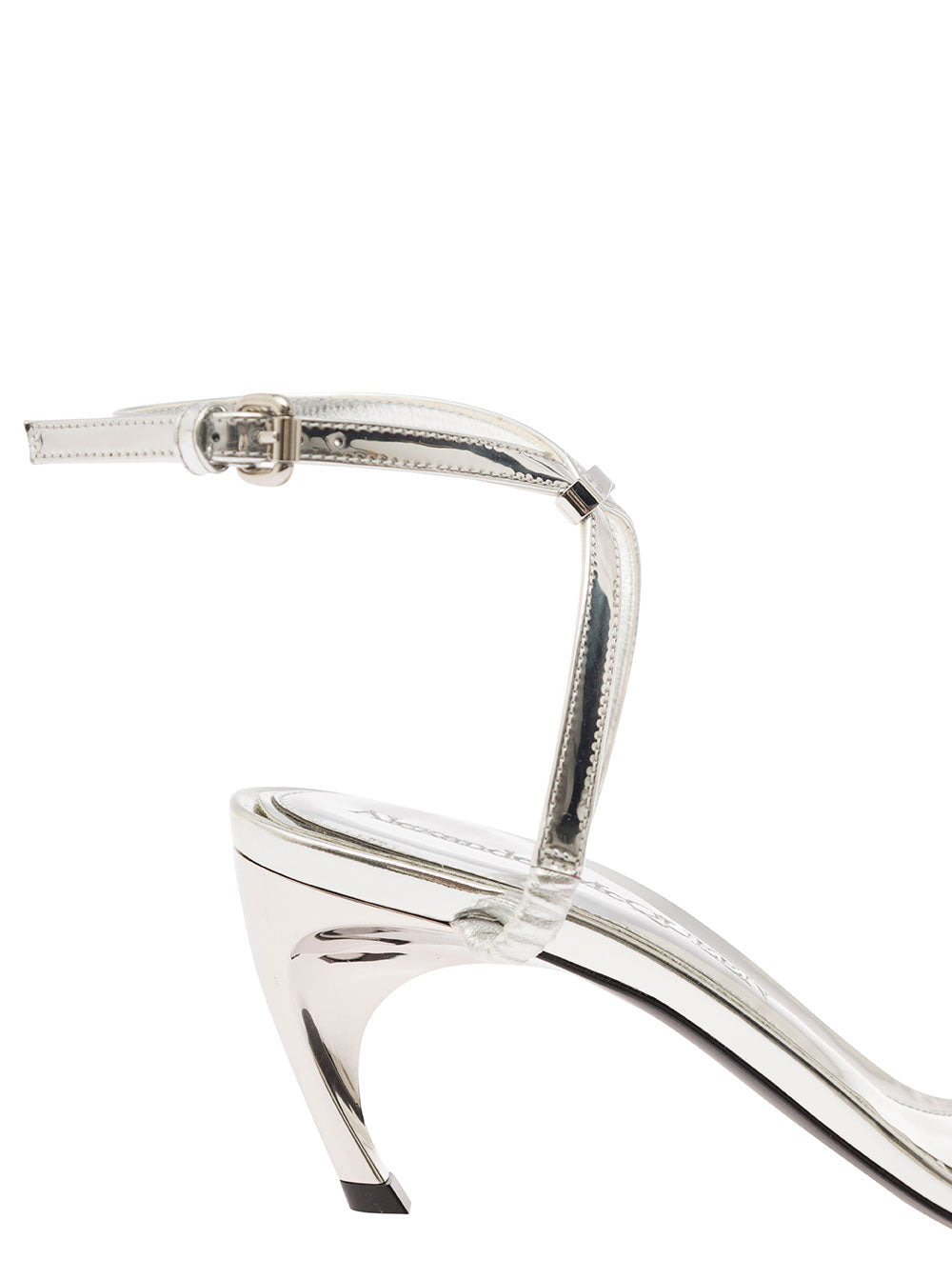 Alexander Mcqueen Women Silver Sandals With Armadillo Heel In Metallic Leather Woman - 4