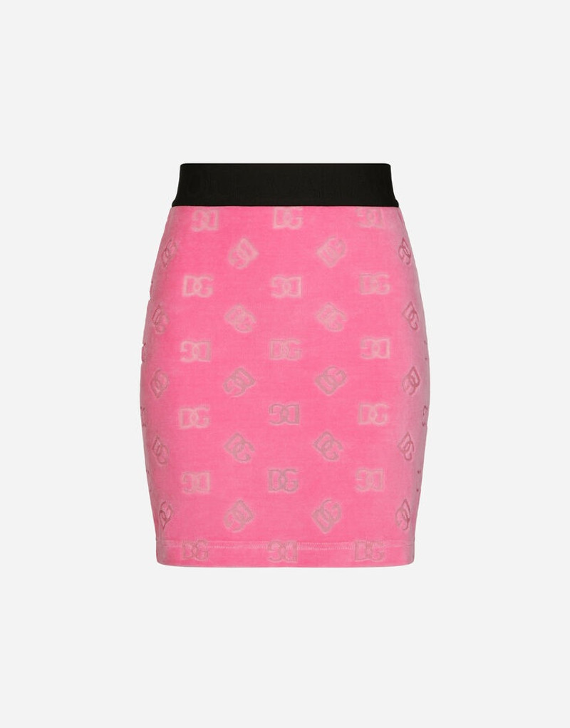 Flocked jersey miniskirt with all-over DG logo 1