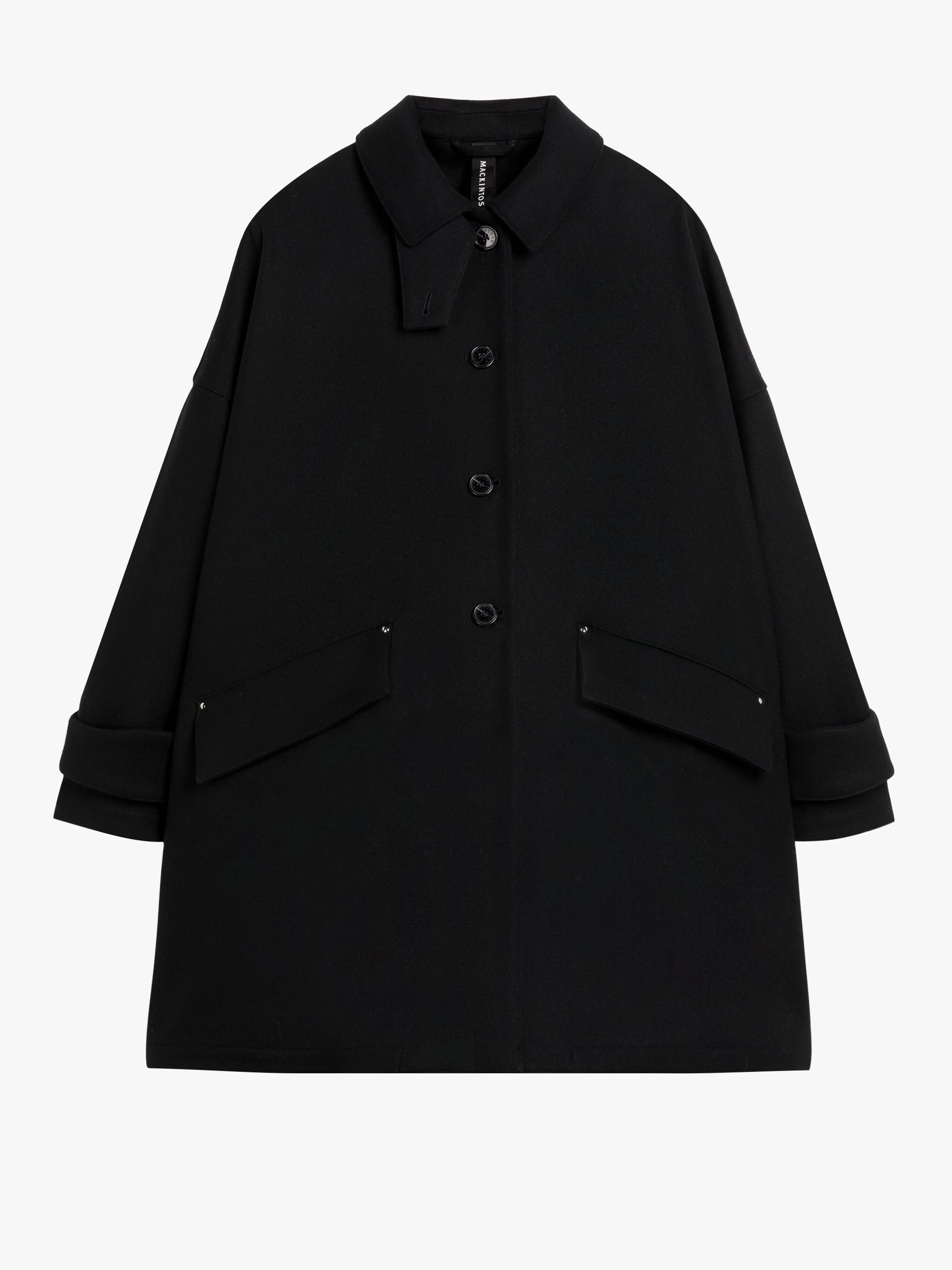 Mackintosh HUMBIE BLACK WOOL OVERCOAT