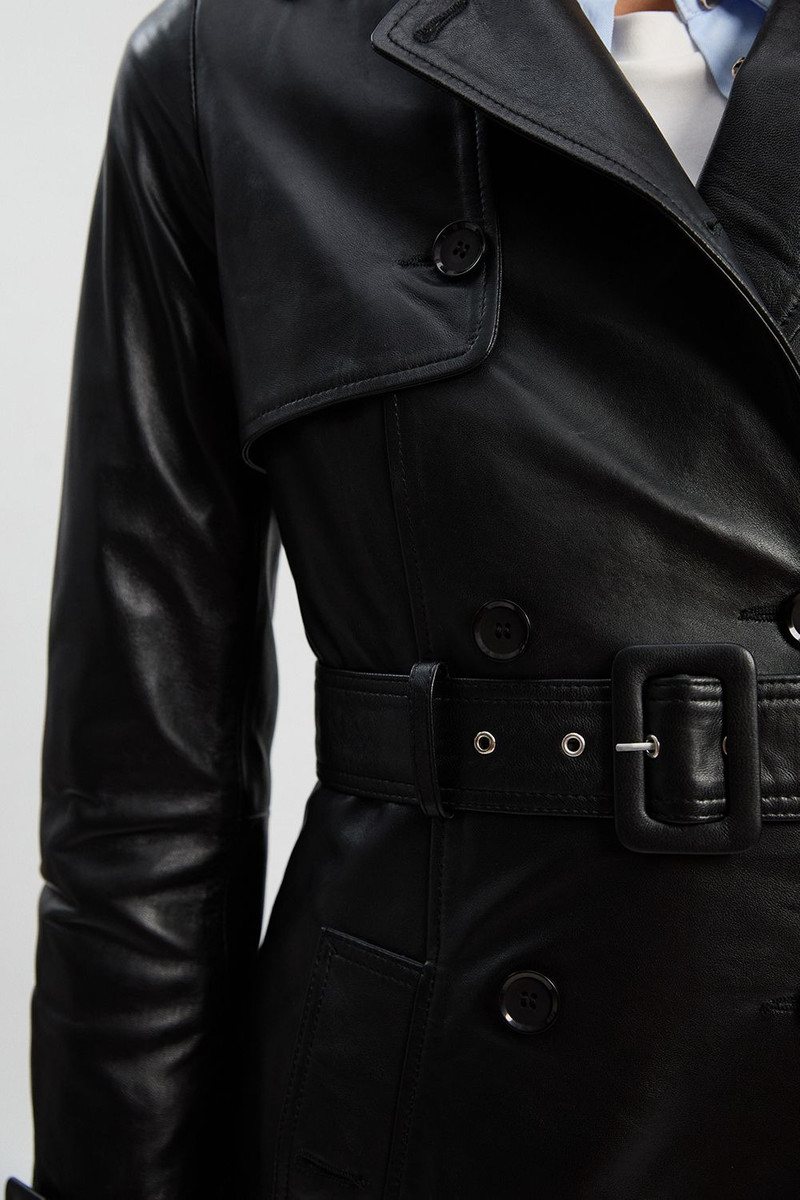 Leather Trench Belted Mac Midi Coat 3