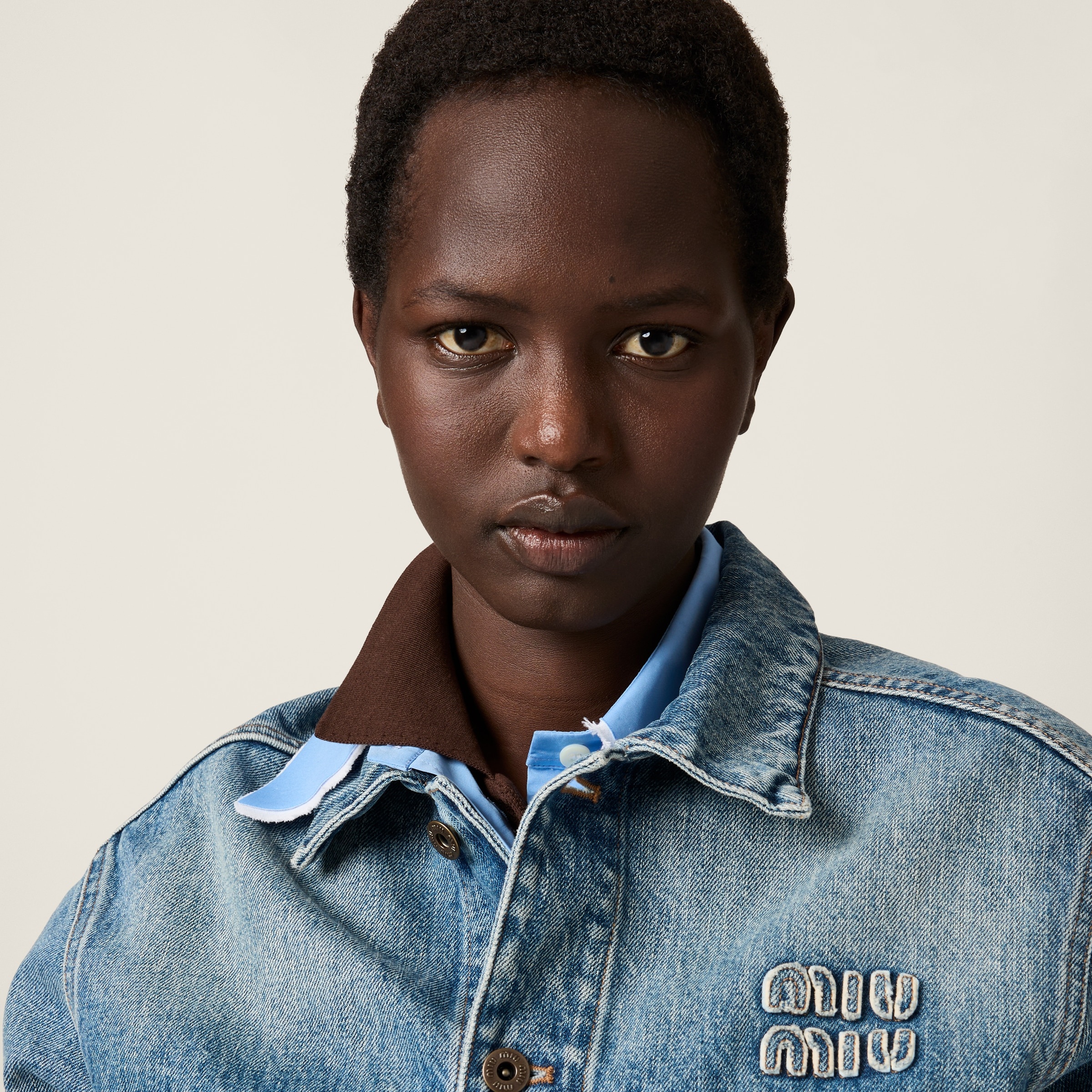 Denim and poplin trucker jacket - 4