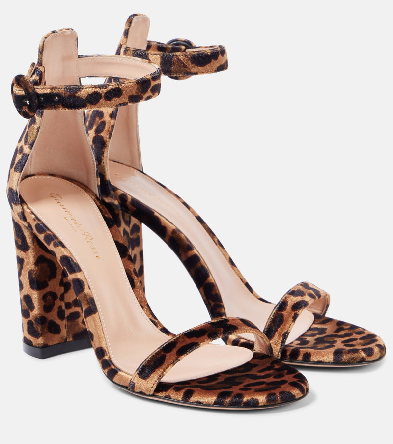 Gaeta 95 leopard-print 벨벳 샌들 - 1