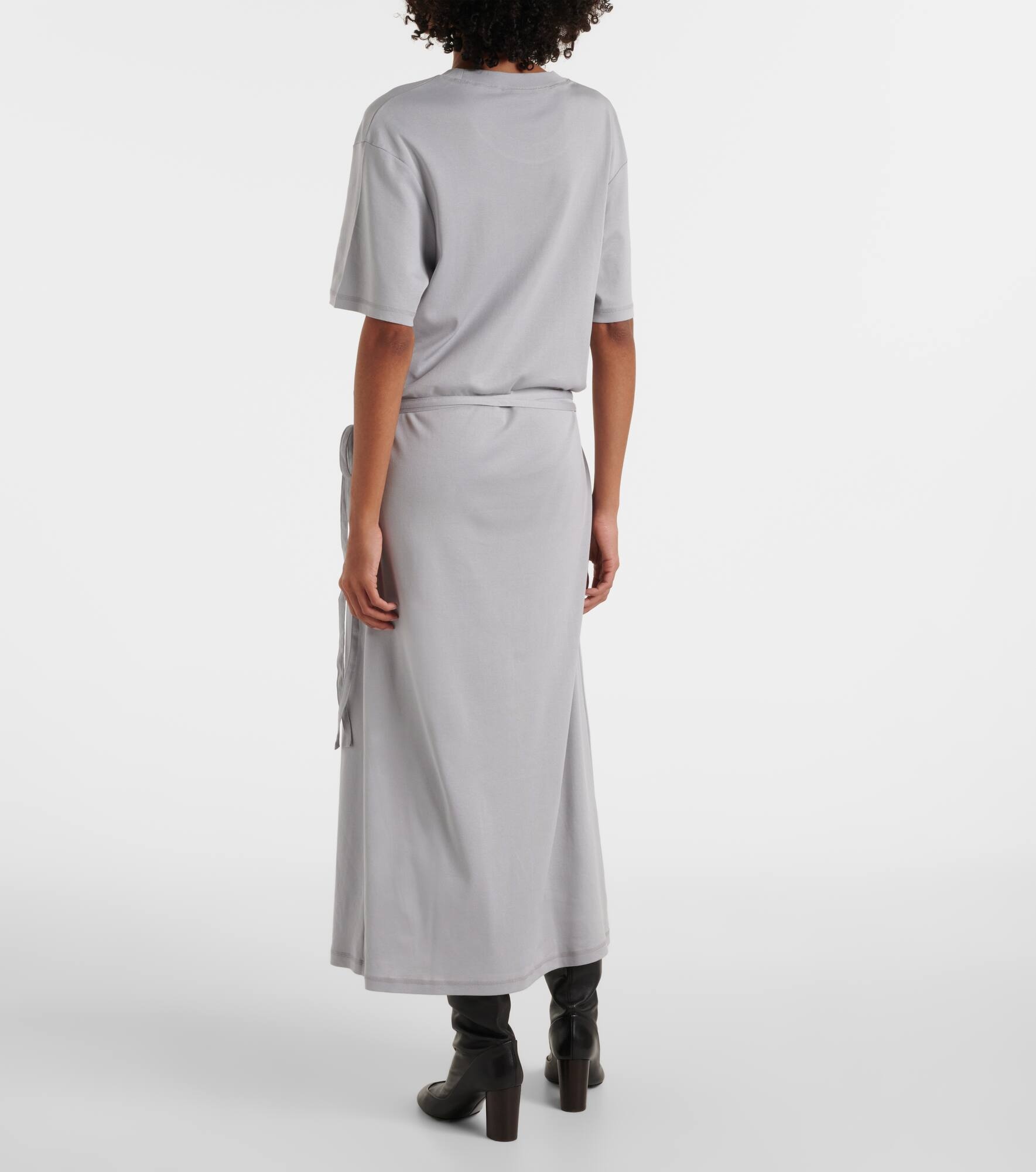Belted cotton jersey midi dress - 3