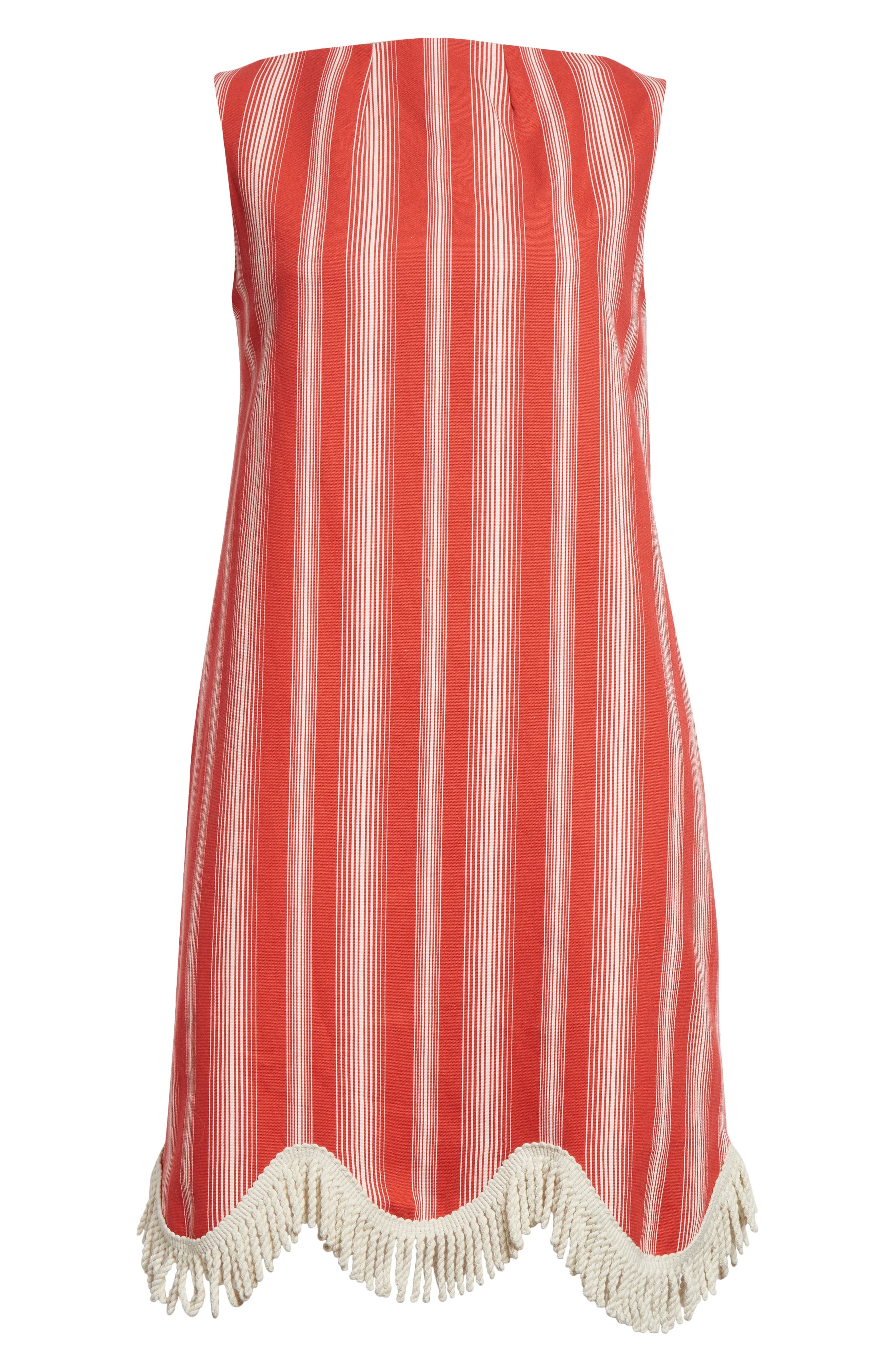 Bode Parasol Stripe Cotton Shift Dress in Red/White at Nordstrom - 5