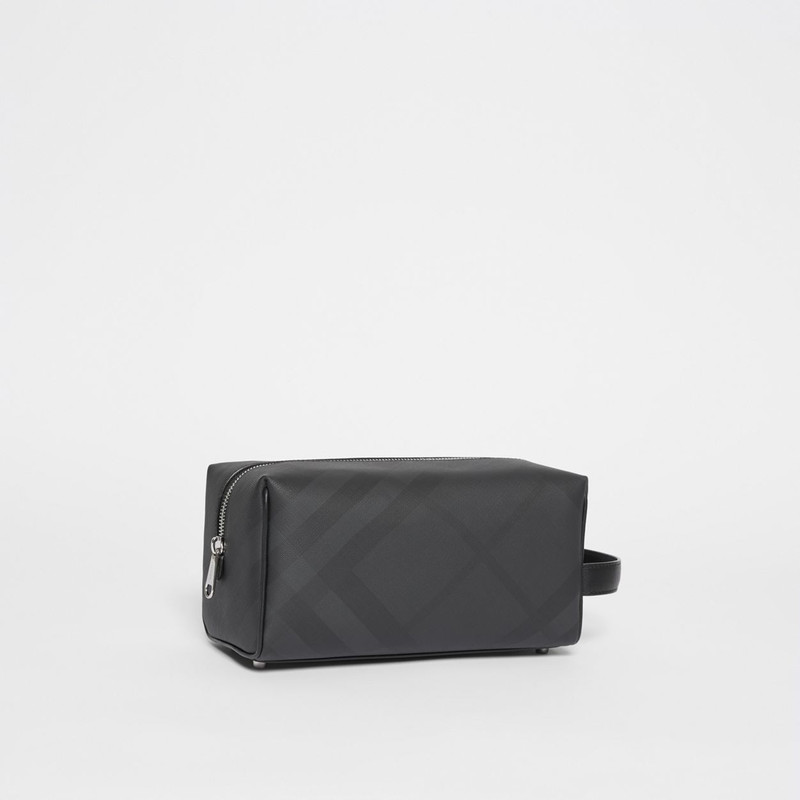 London Check and Leather Travel Pouch 7
