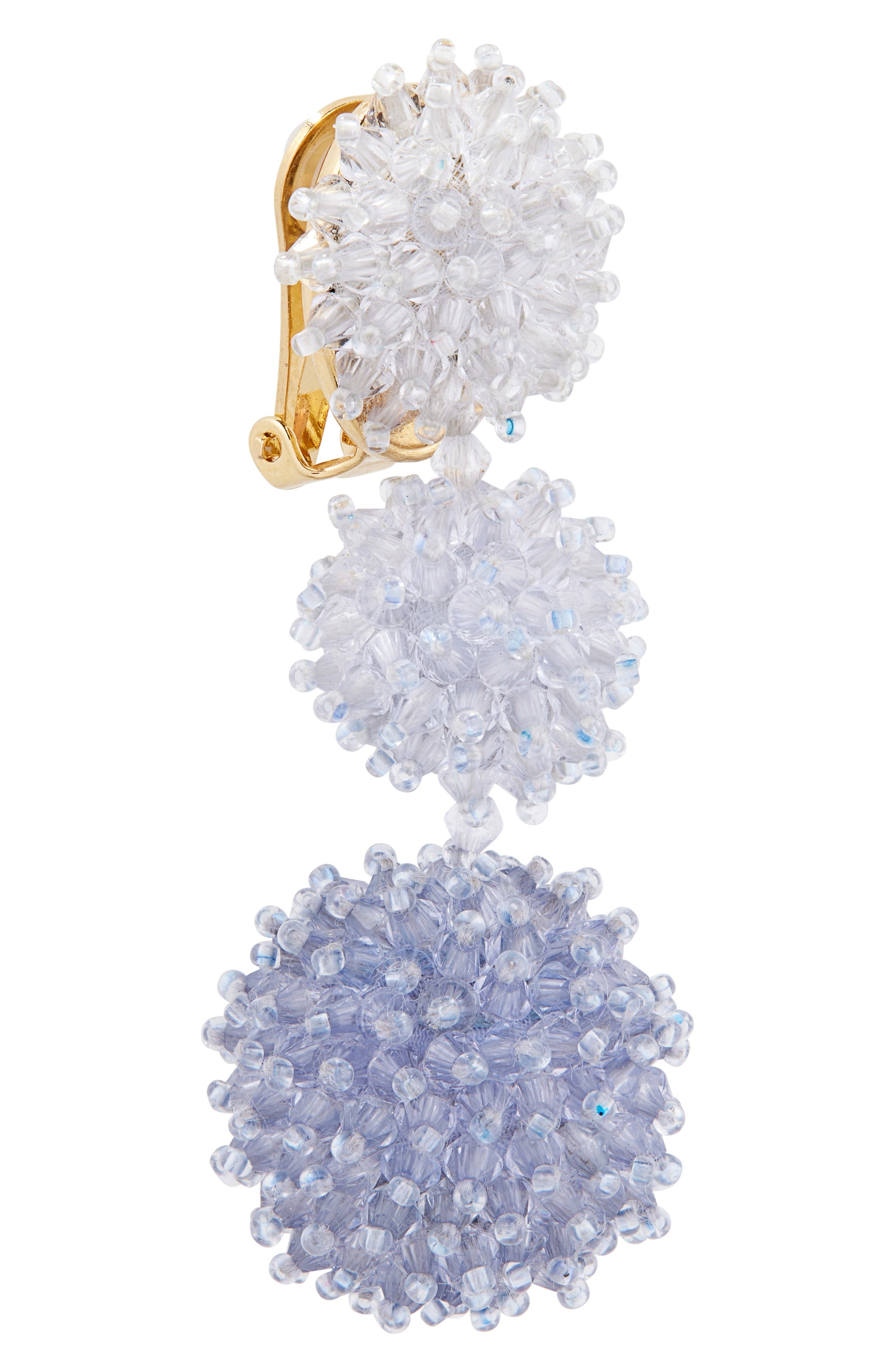 Oscar de la Renta Triple Pompom Beaded Drop Earrings in Blue Multi at Nordstrom - 6
