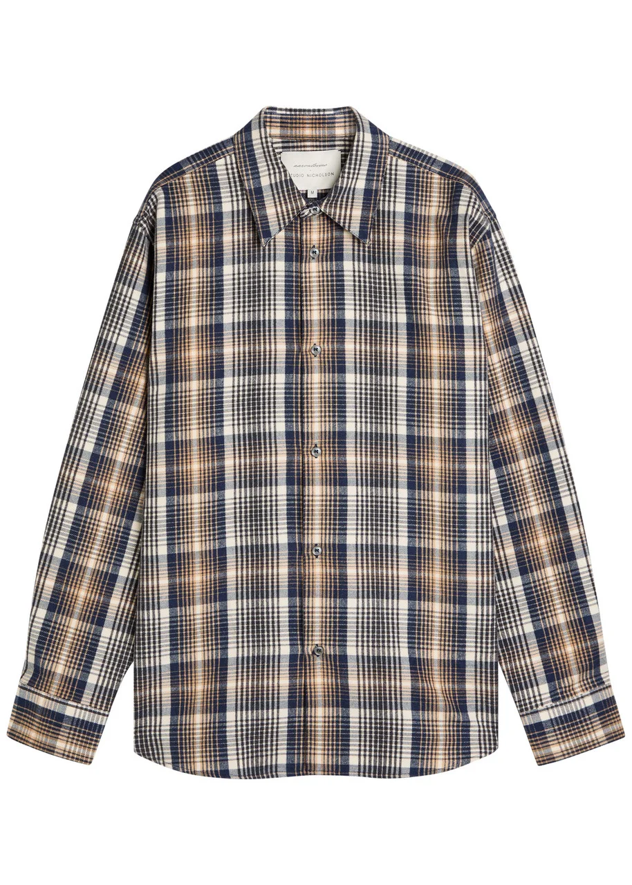 Studio Nicholson Checked Brushed-cotton Shirt - 1