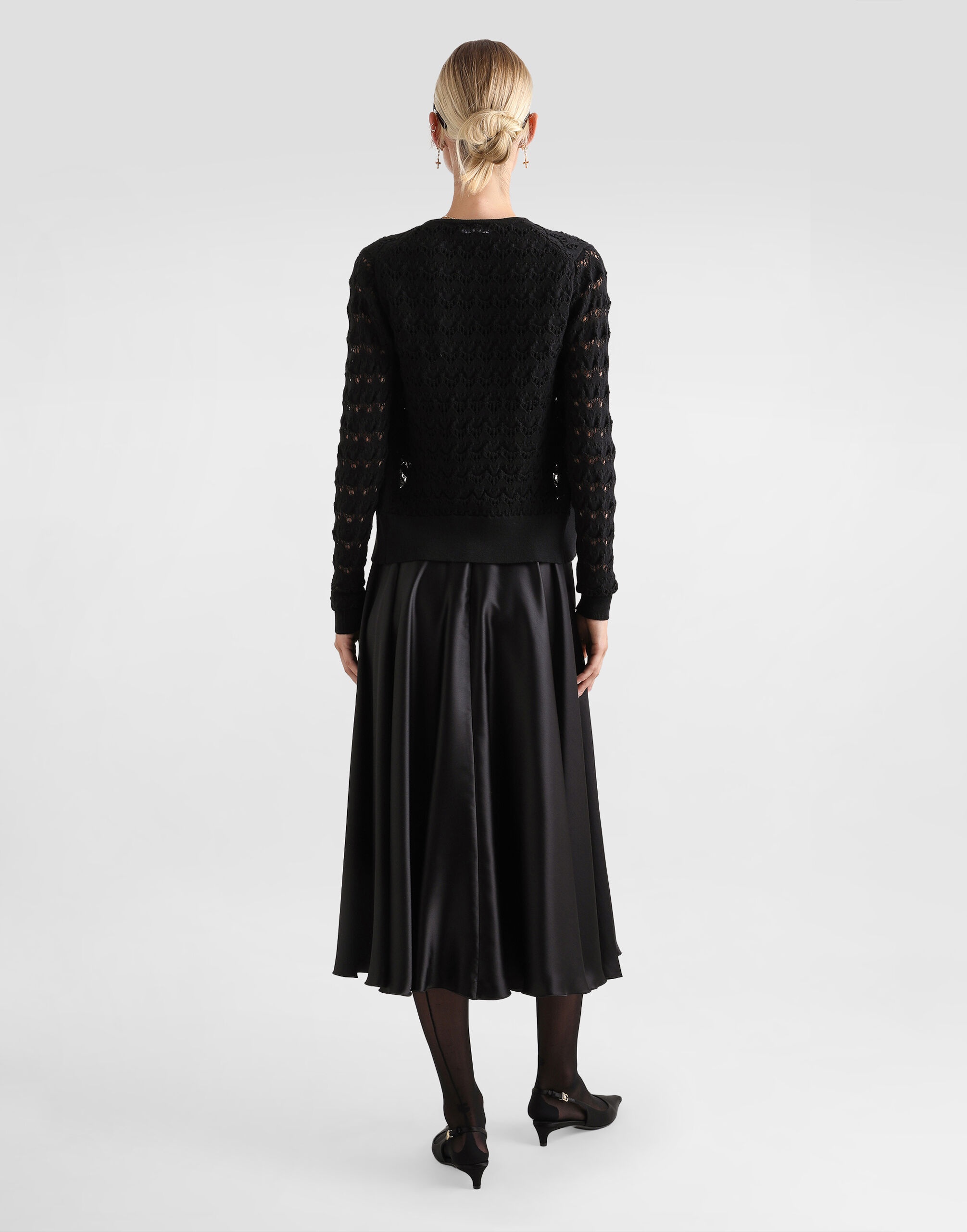 Silk satin calf-length circle skirt - 3