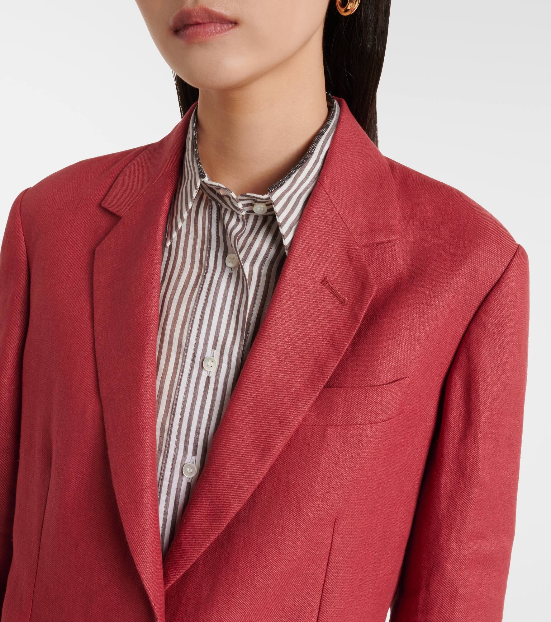 Hemp and linen gabardine blazer - 7