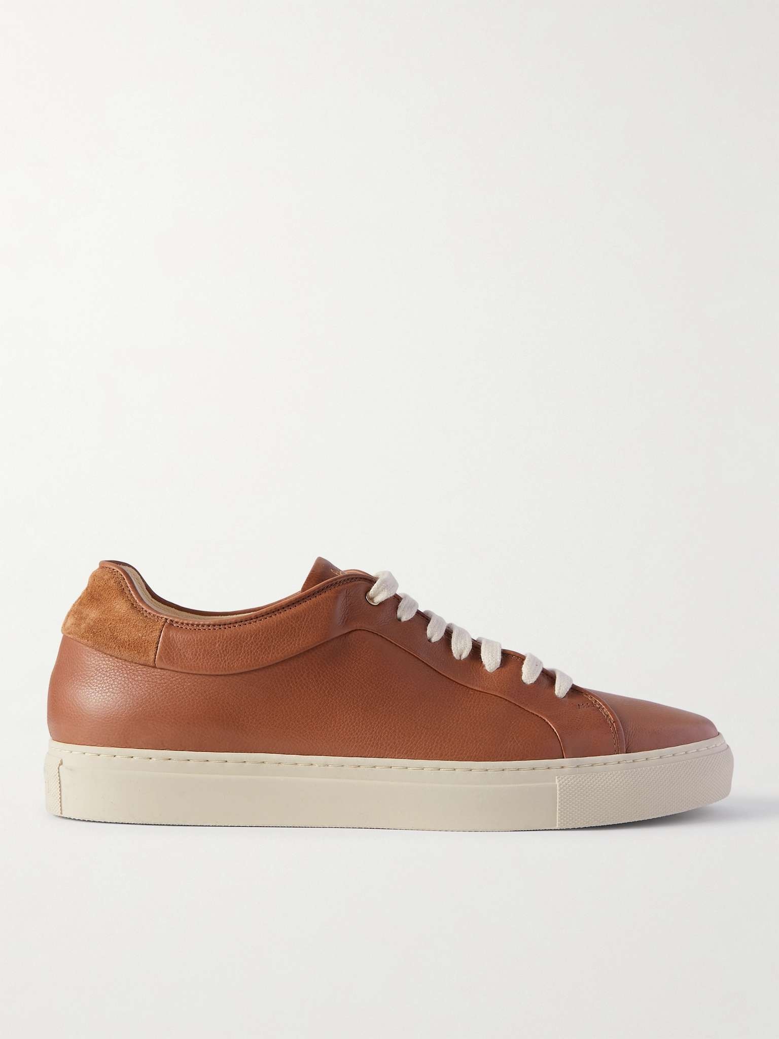 Basso Suede-Trimmed Full-Grain Leather Sneakers - 1