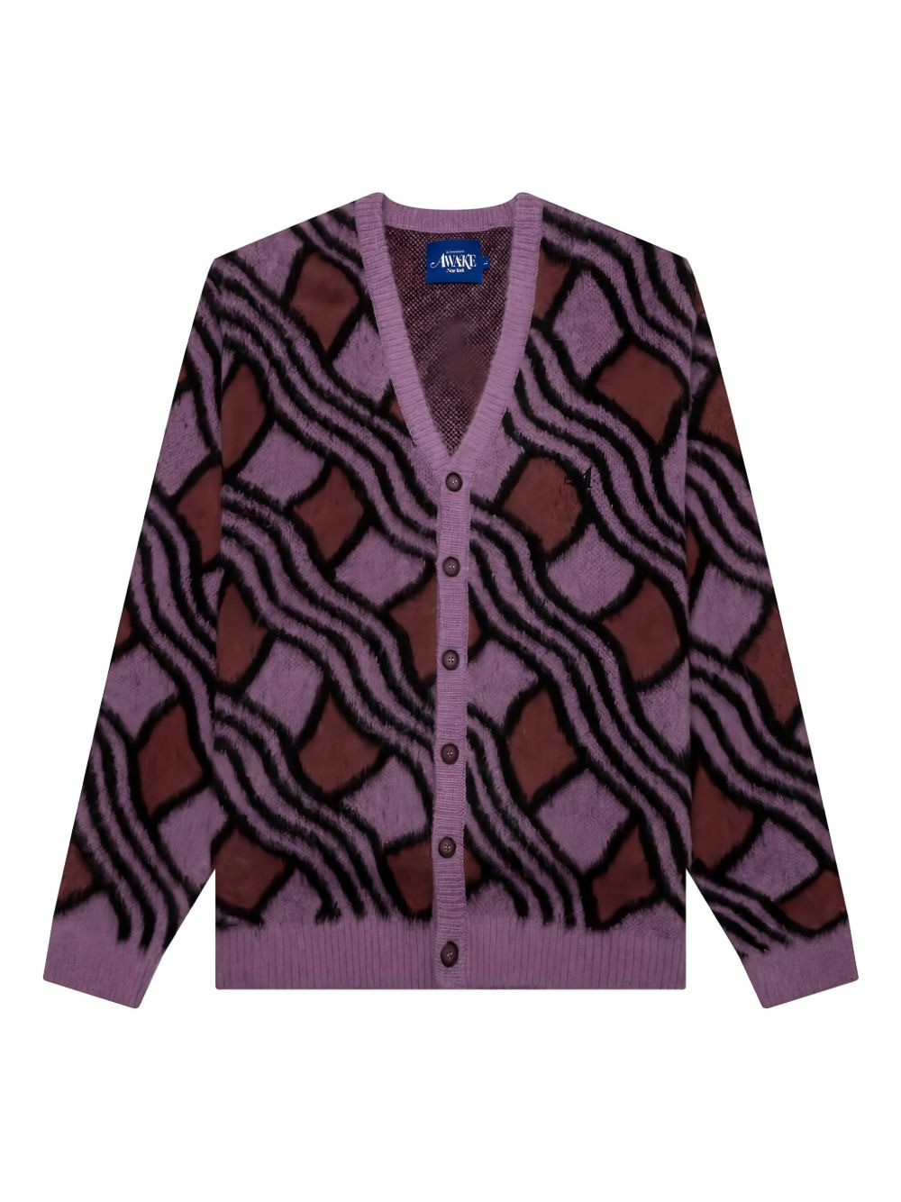 wavy-jacquard mohair-blend cardigan - 1