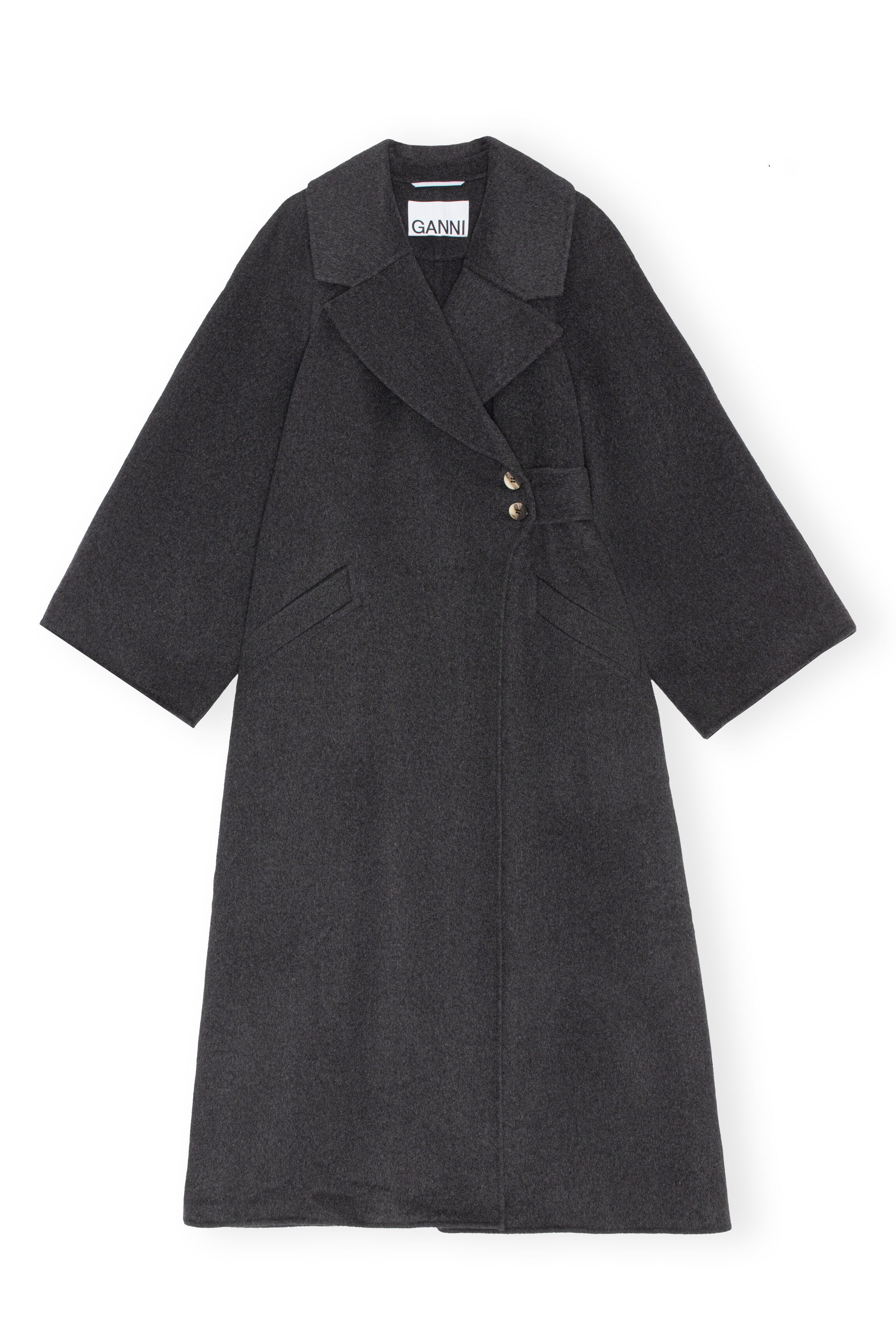 RECYCLED LONG WRAP WOOL COAT - 6