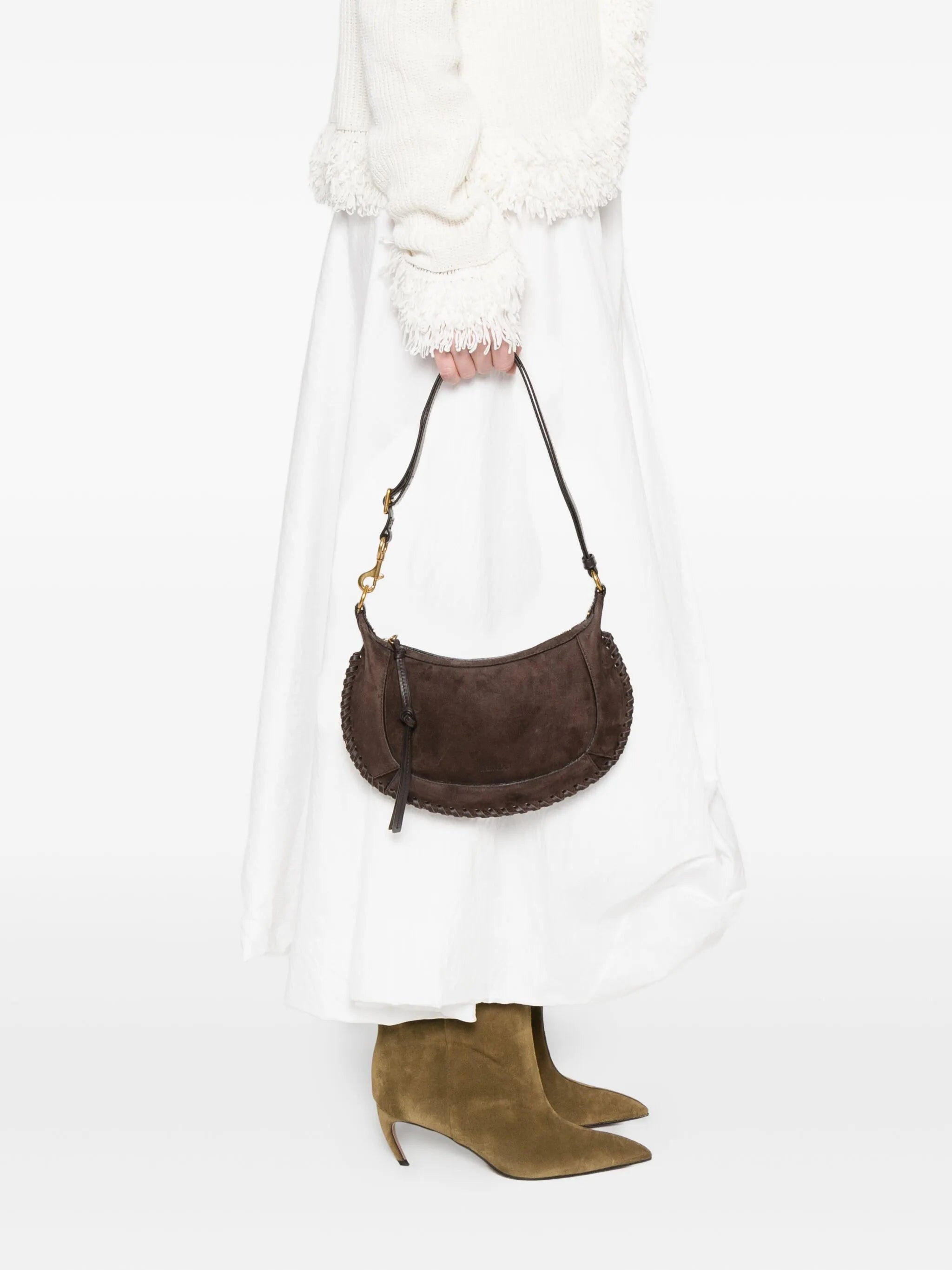 Isabel Marant Oskan Topstitch Suede Shoulder Bag - 2