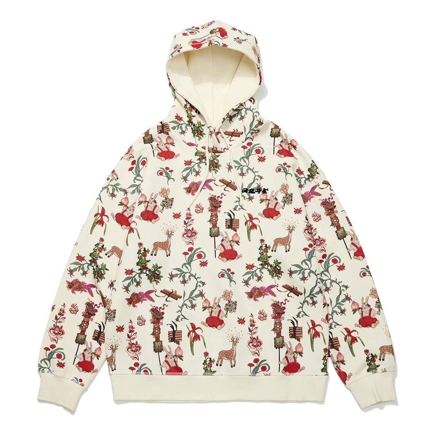 (WMNS) Li-Ning Rijindoujin All-Over Print Hoodie 'Beige' AWDT056-7 - 1