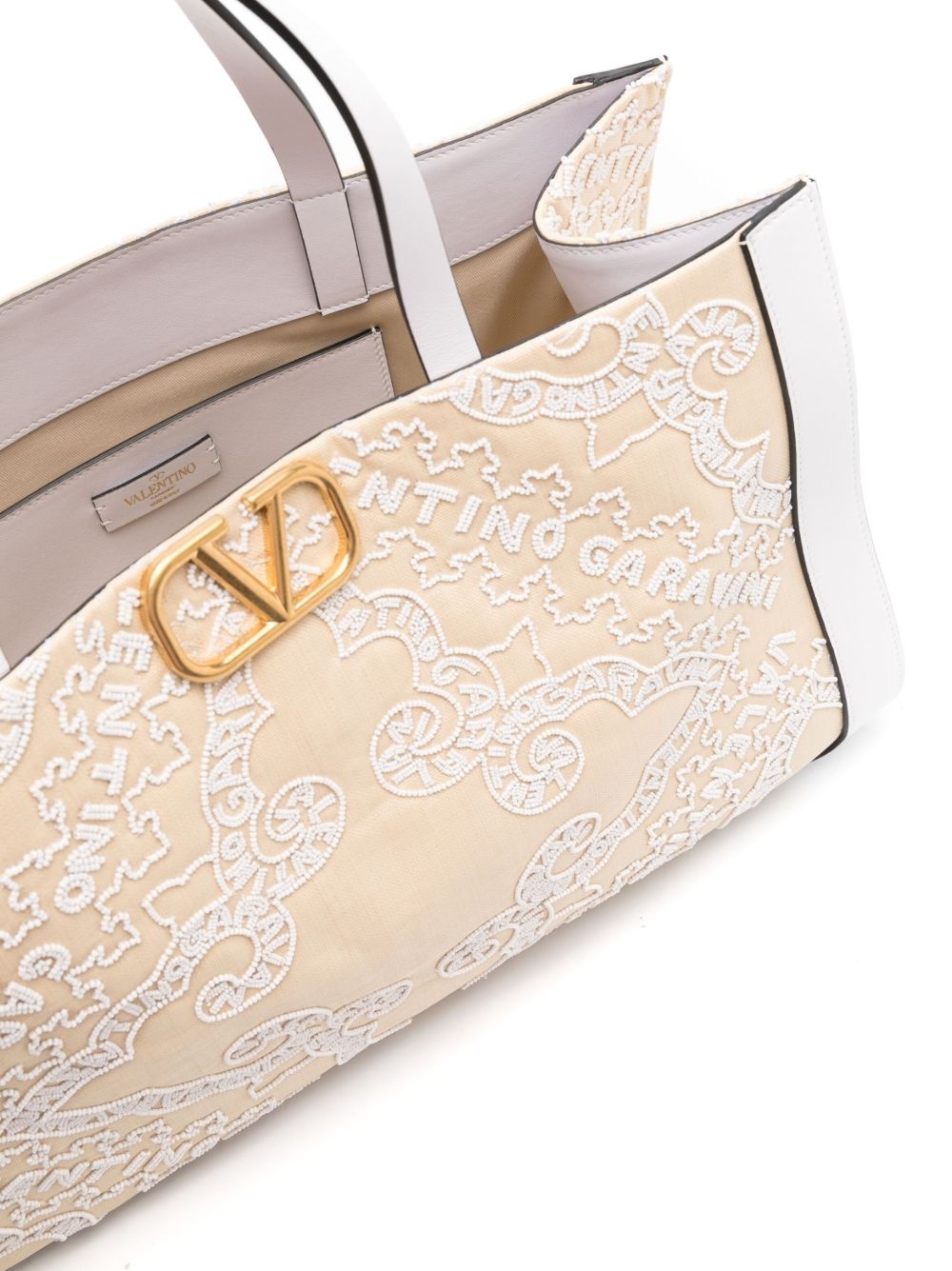 VLOGO embroidered raffia tote bag - 5