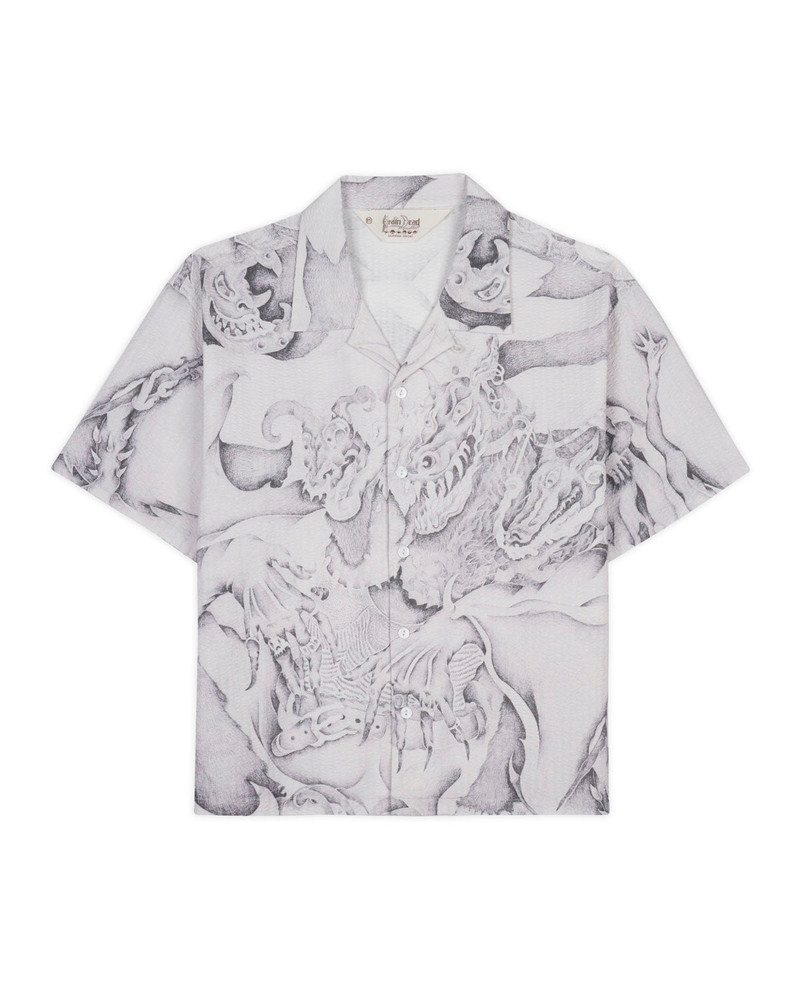 Dragonspeaker Seersucker Short Sleeve Button Up - White Multi 1