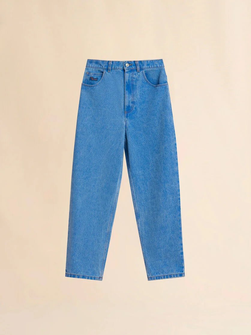BLUE ORGANIC DENIM CARROT JEANS - 1