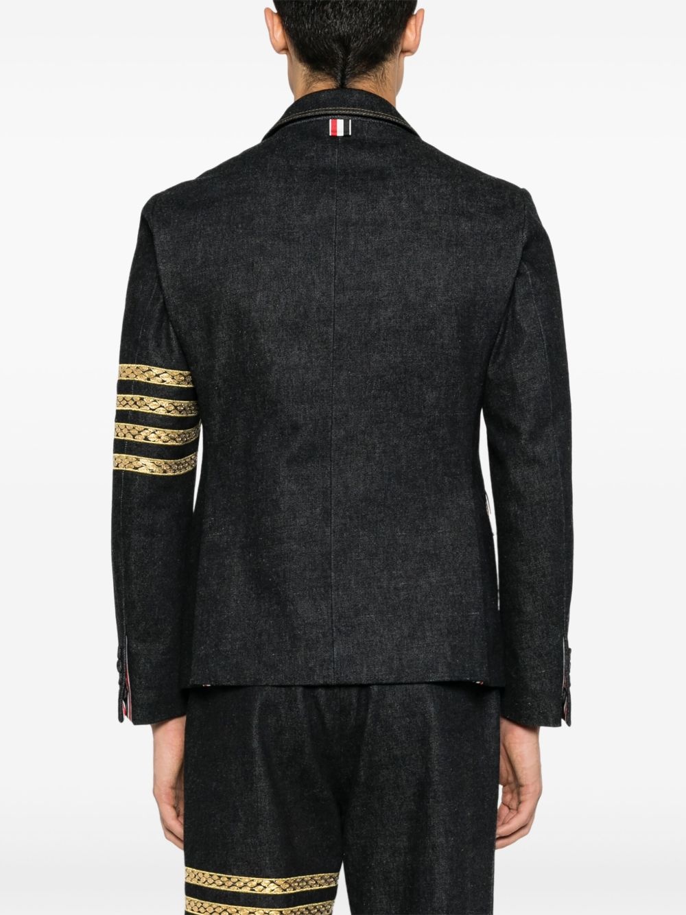 4-Bar snake-embroidered denim blazer - 4