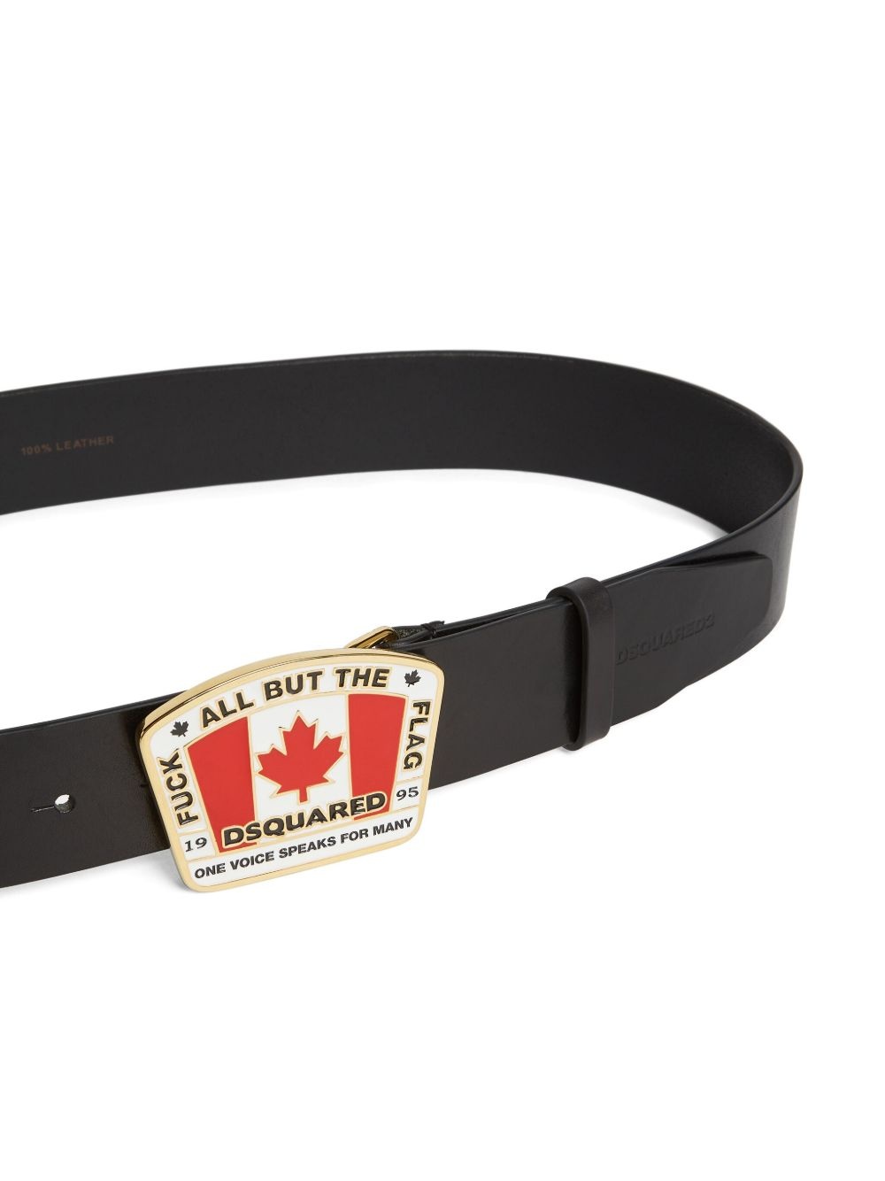 logo-buckle leather belt - 3
