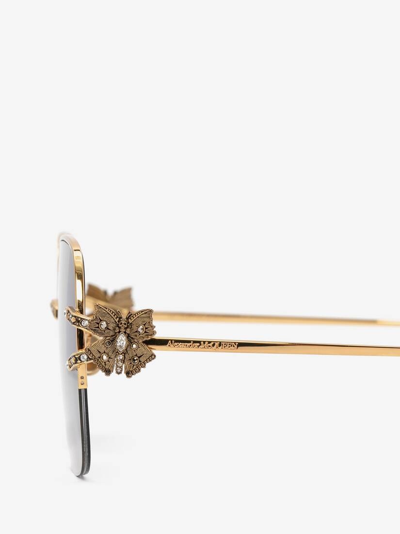 Women's Butterfly Jewelled Square Sunglasses in Gold - 4