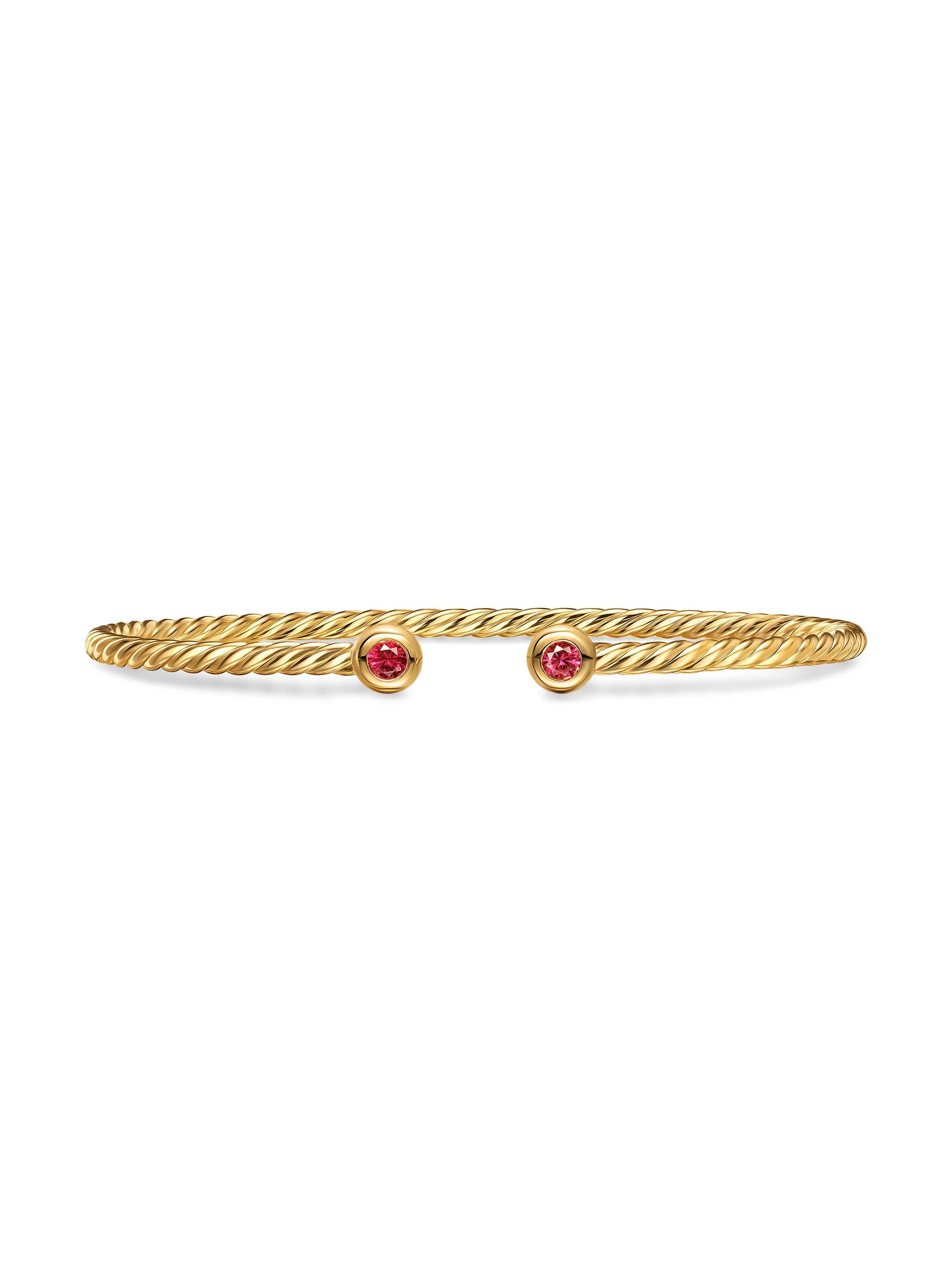 Women's Micro Cablespira Flex Round Bracelet in 18K Yellow Gold - Ruby - 1