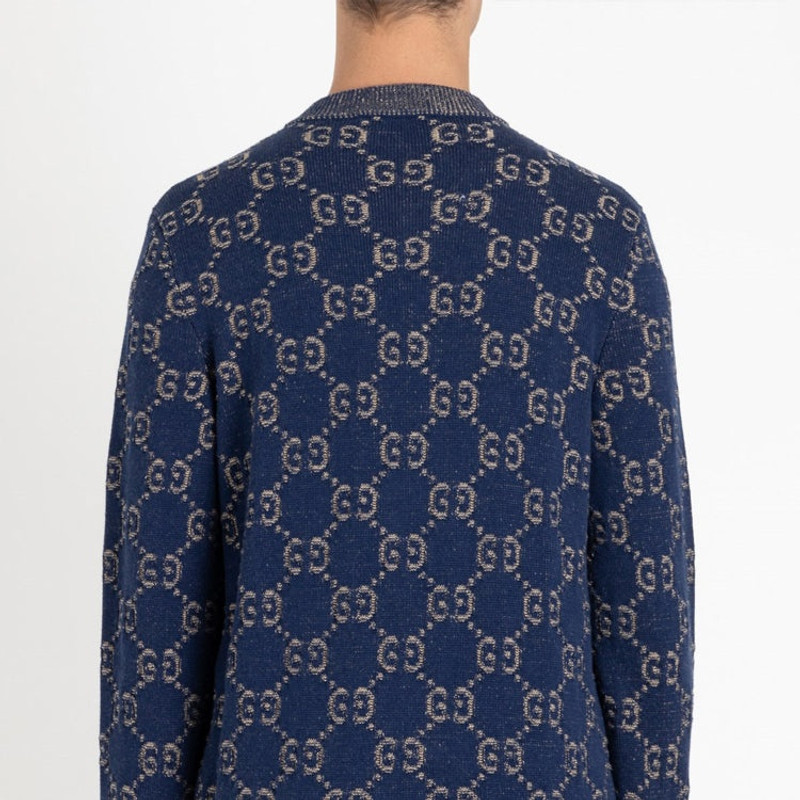 Gucci GG Jacquard Pull Knit For Men Navy 614744-XKBAU-4079 4