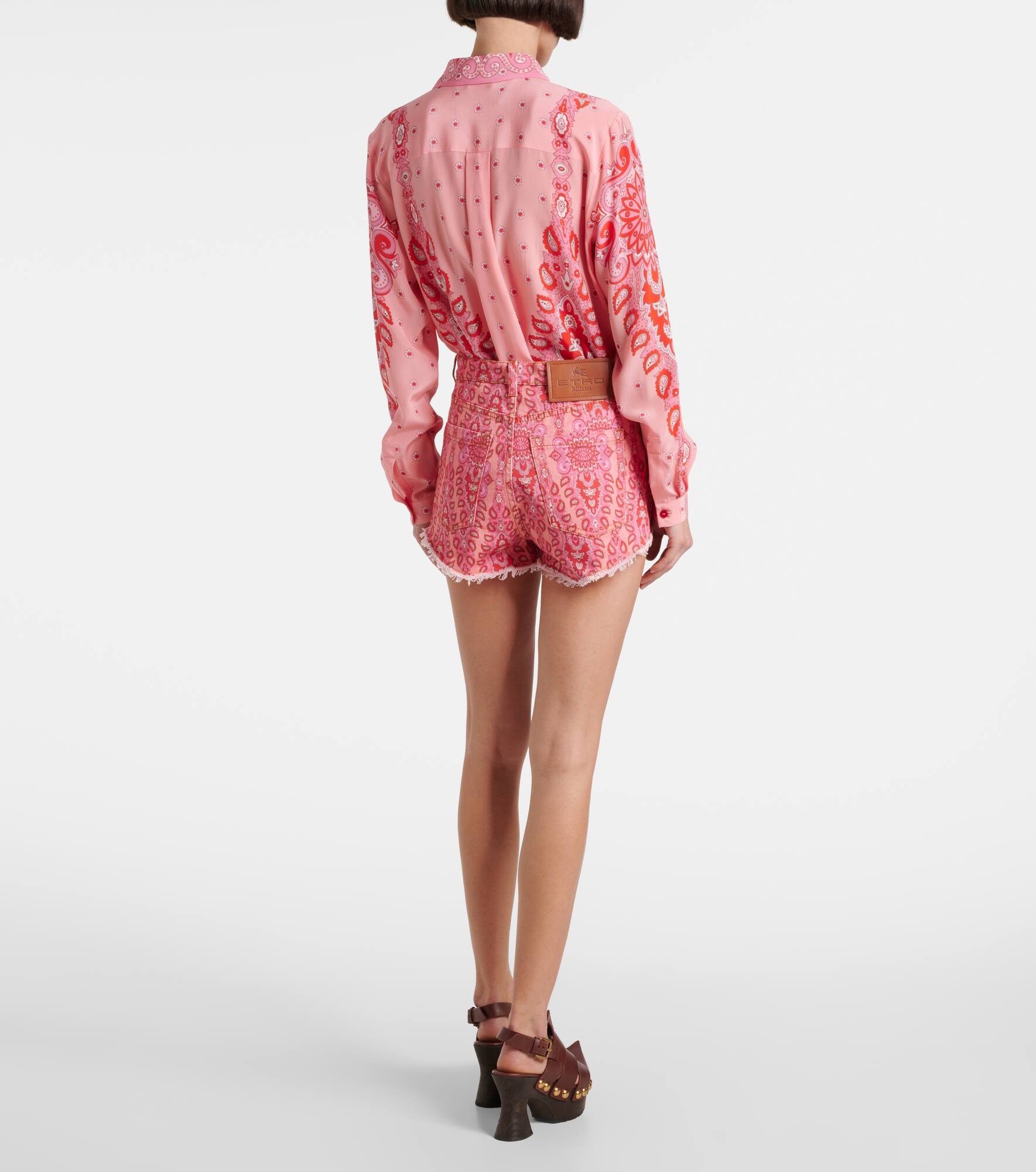 Printed denim shorts - 3