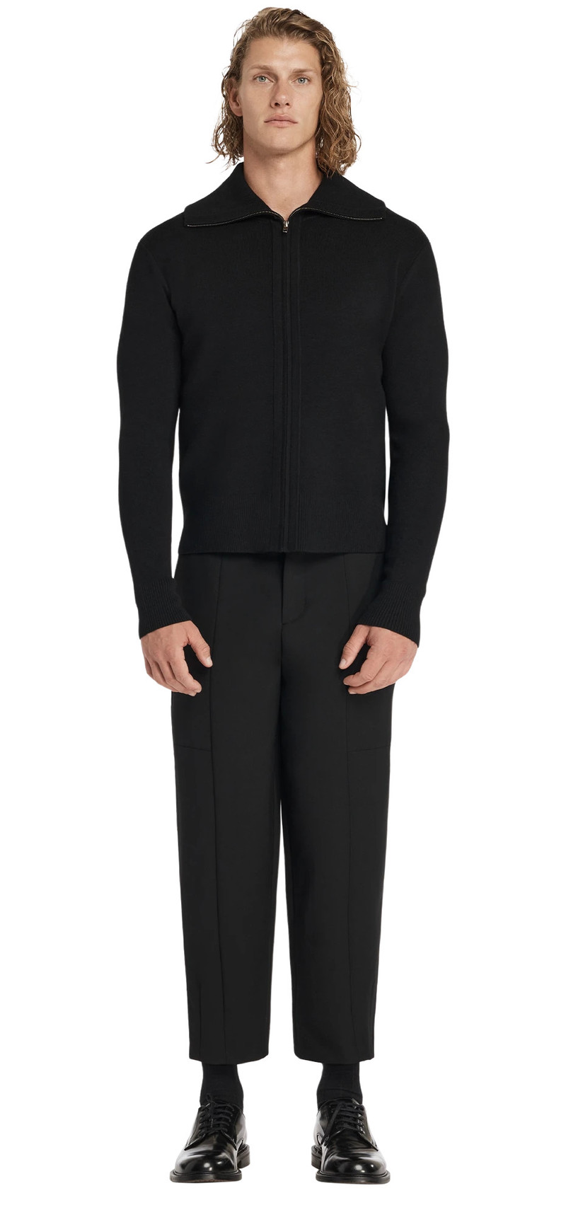 entire studios KNIT ZIP UP JACKET BLACK outlook