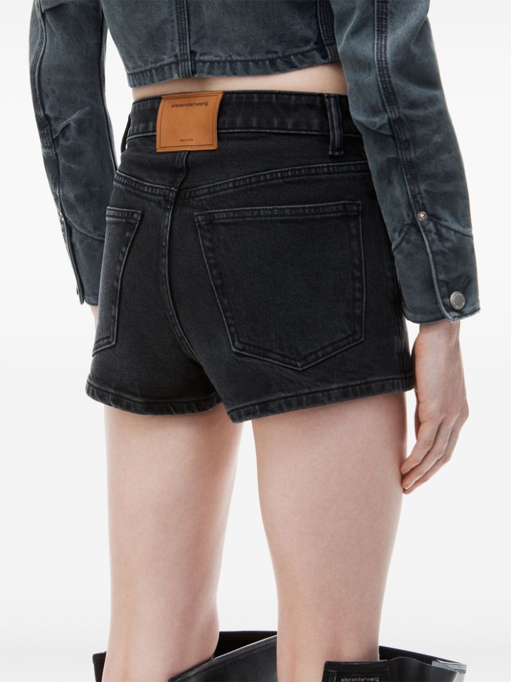 mid-rise denim skort - 5