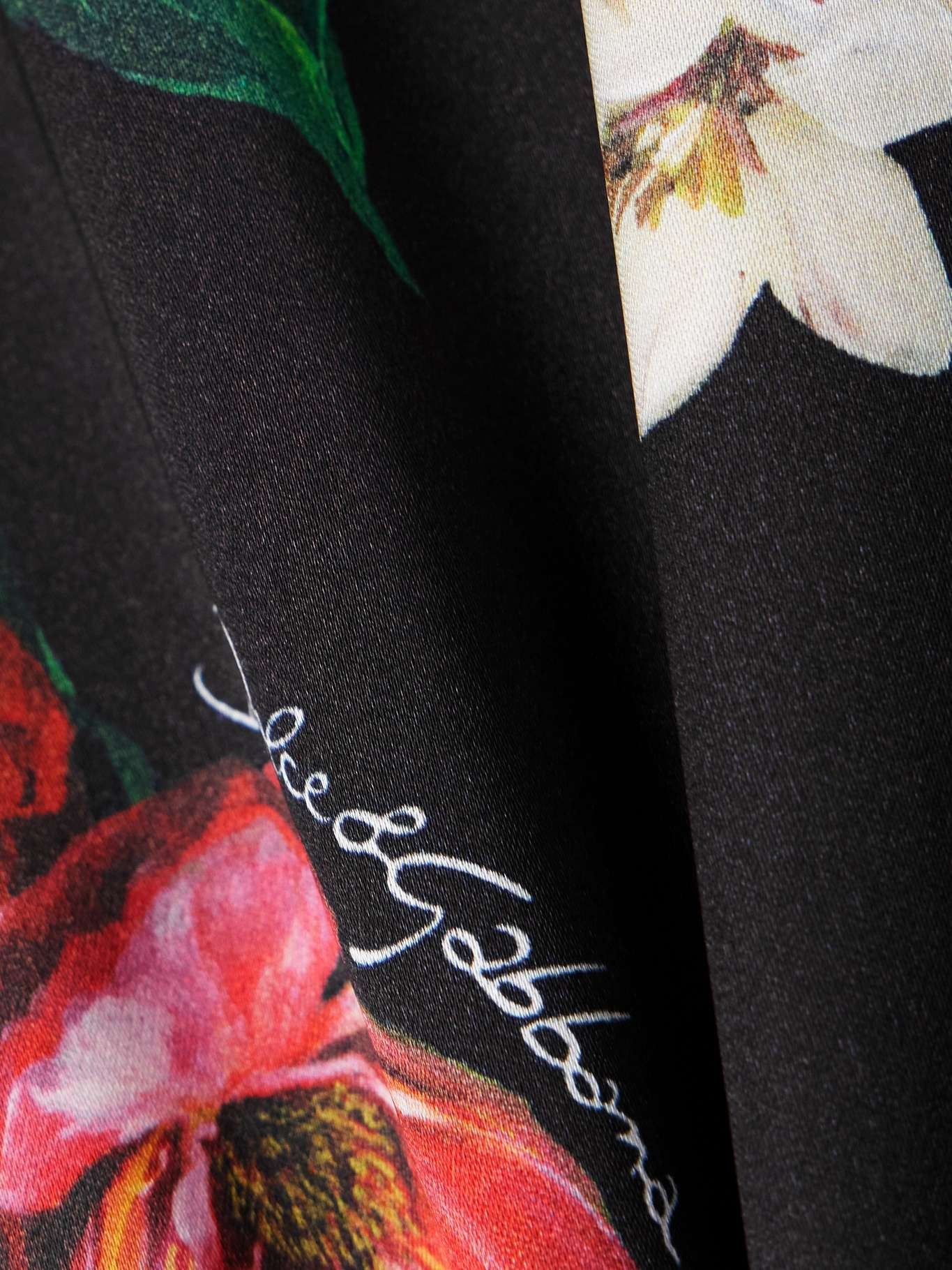 Floral-print satin midi skirt Black - 4