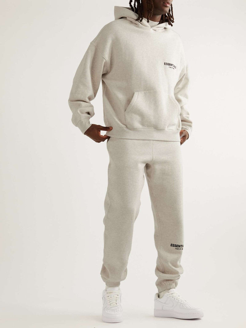 ESSENTIALS Logo-Flocked Cotton-Blend Jersey Hoodie outlook