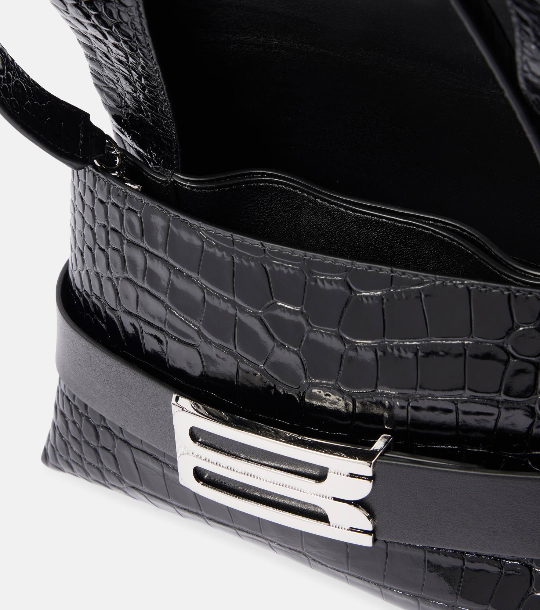 B croc-effect leather clutch - 3