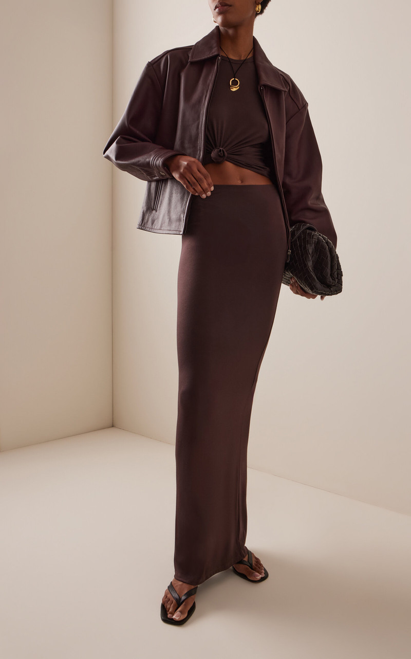 ÉTERNE Jersey Maxi Skirt brown outlook