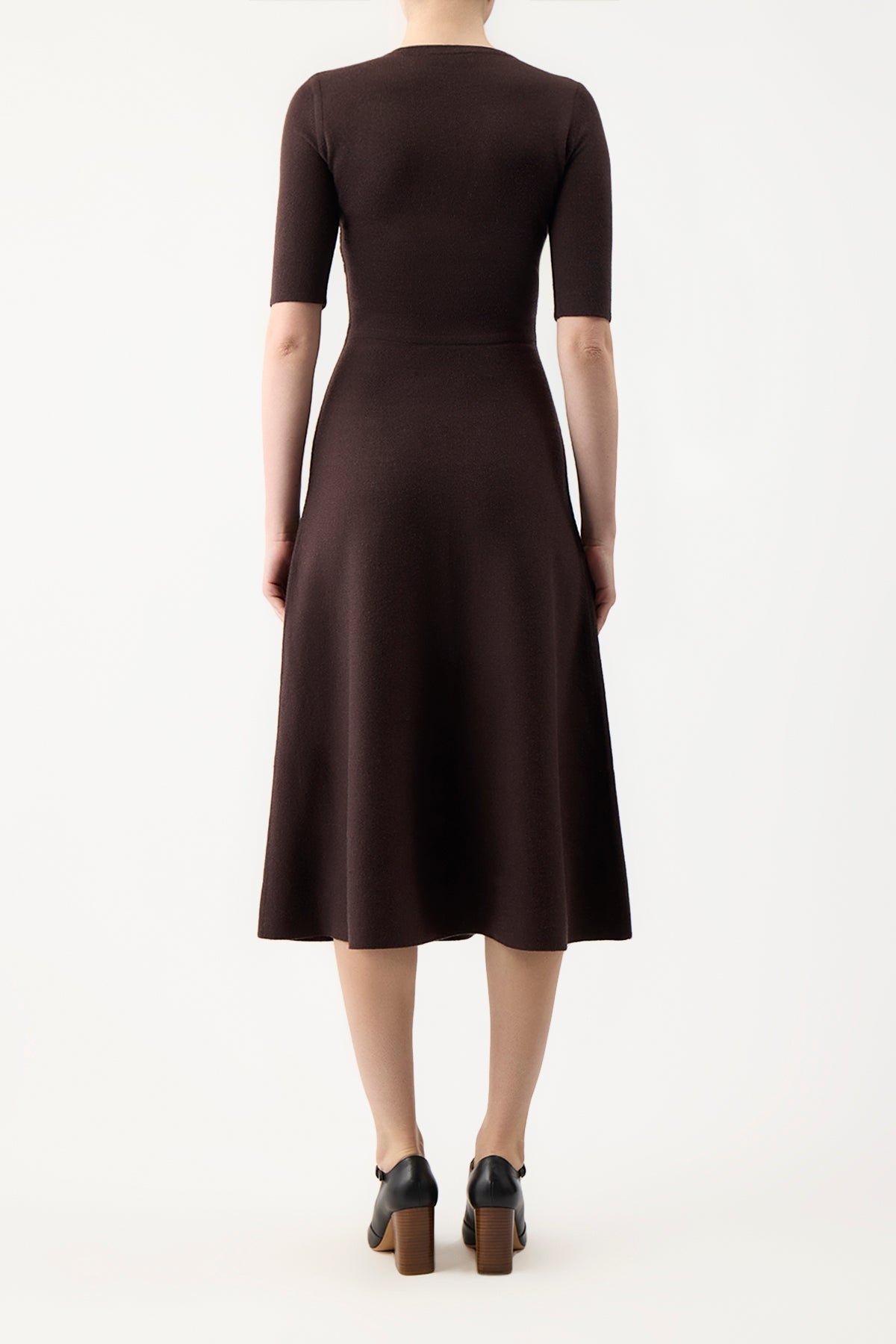 Seymore Knit Dress in Chocolate Cashmere Wool with Silk - 4
