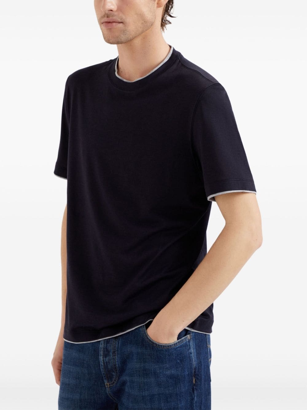contrasting-trim jersey T-shirt - 2