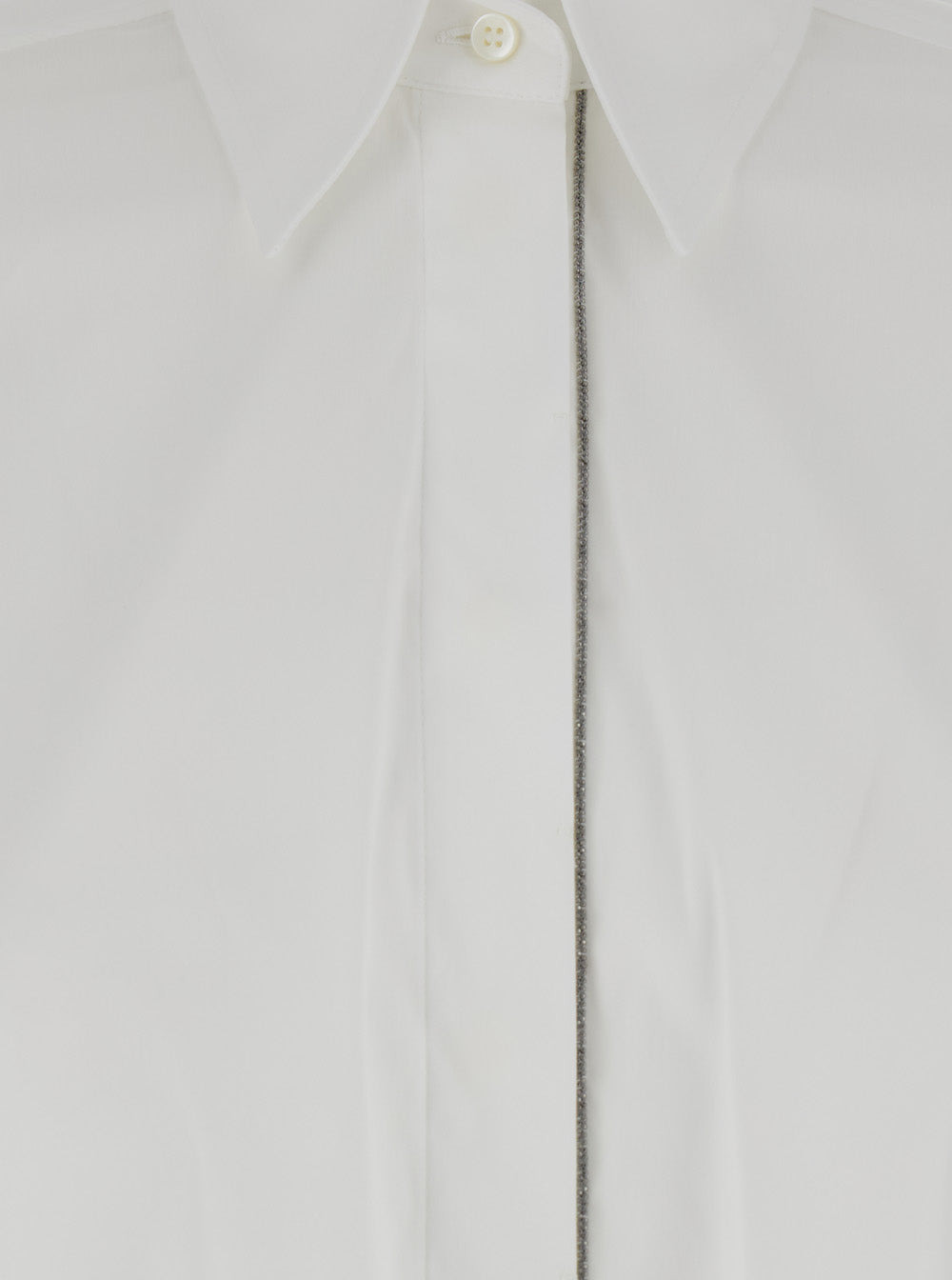 Brunello Cucinelli Women Oversized White Shirt With Monile Detail In Cotton Blend Woman - 4