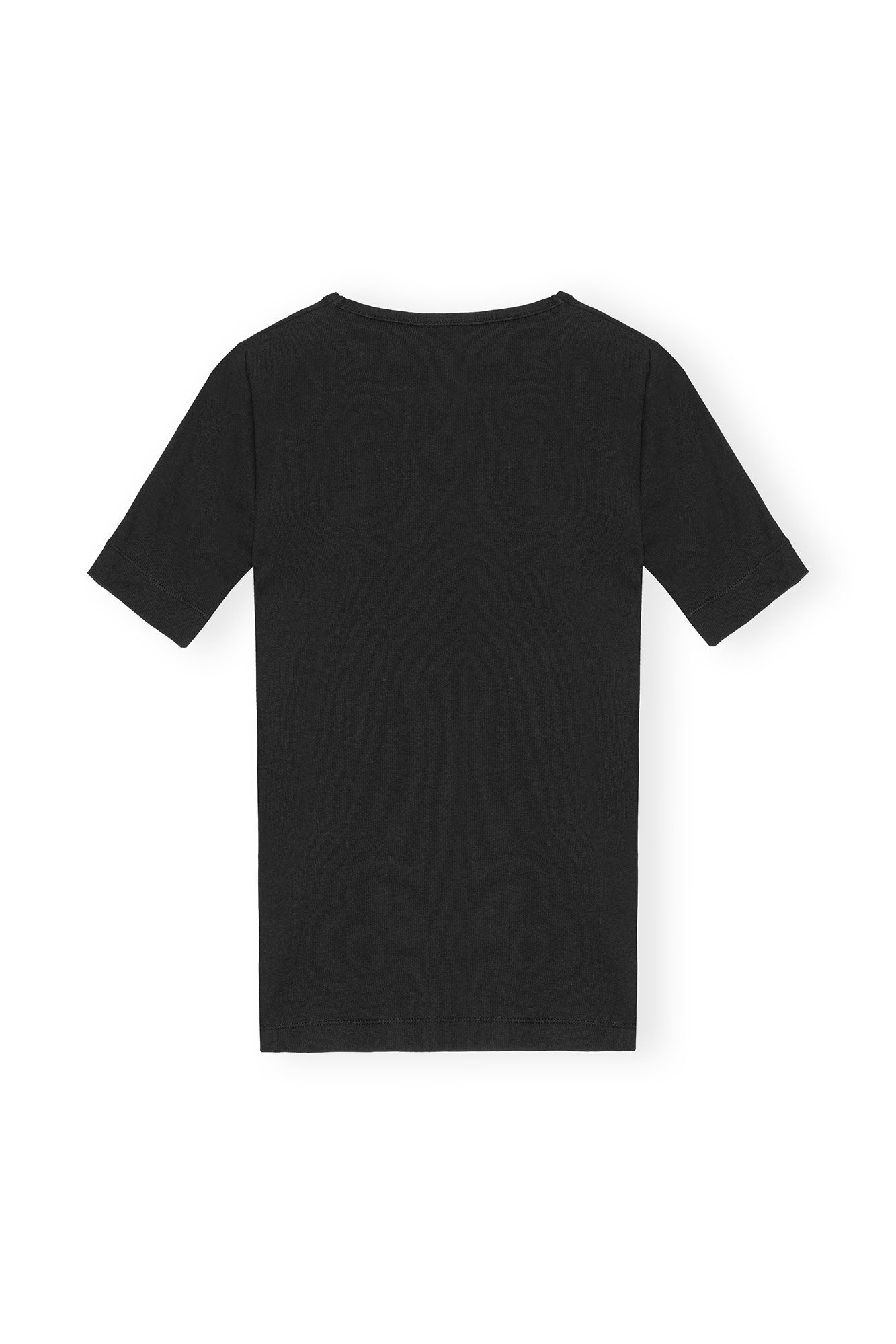 BLACK SOFT COTTON RIB SHORT SLEEVE T-SHIRT - 2