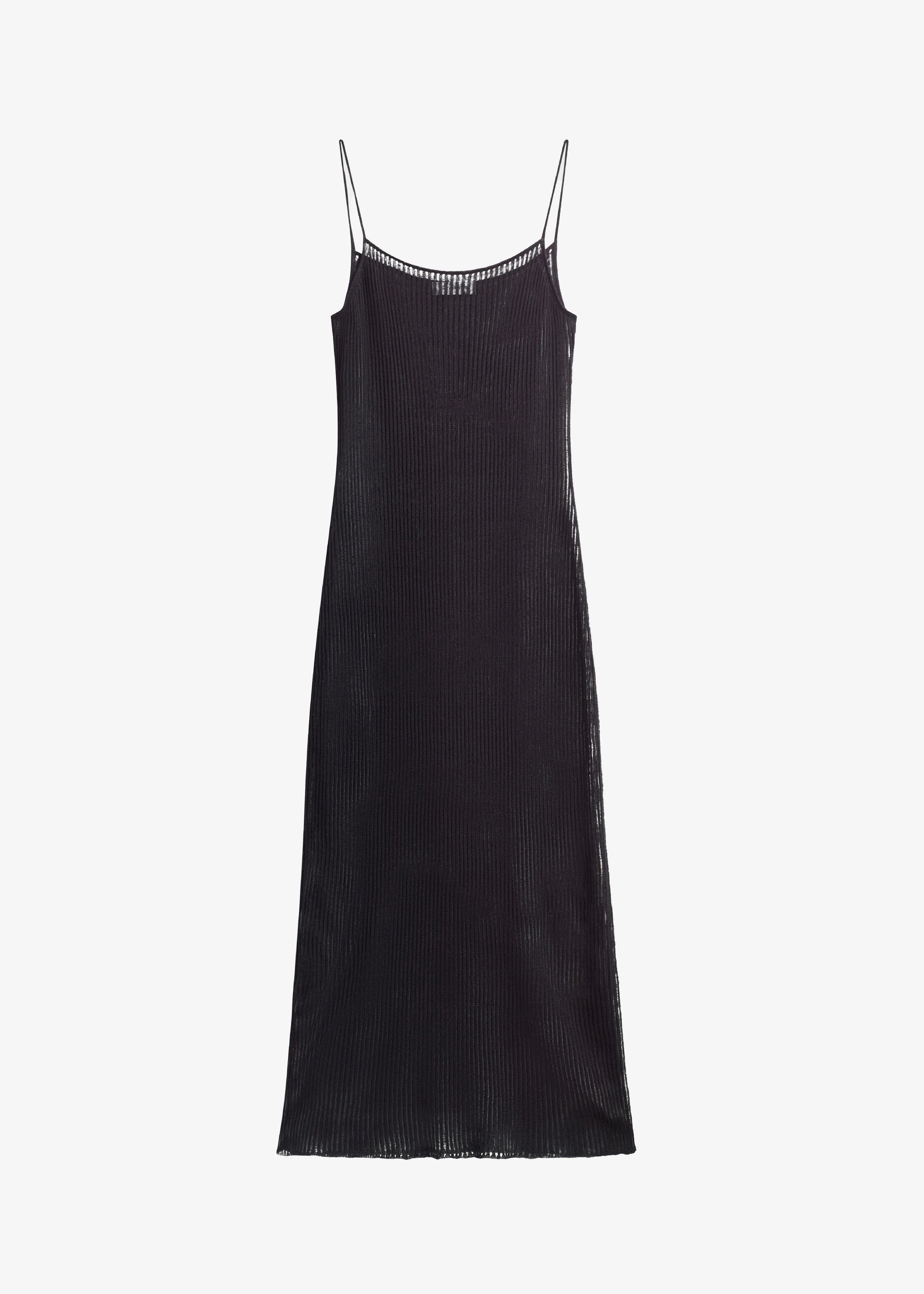 Sienna Semi Sheer Ribbed Dress - Black - 1