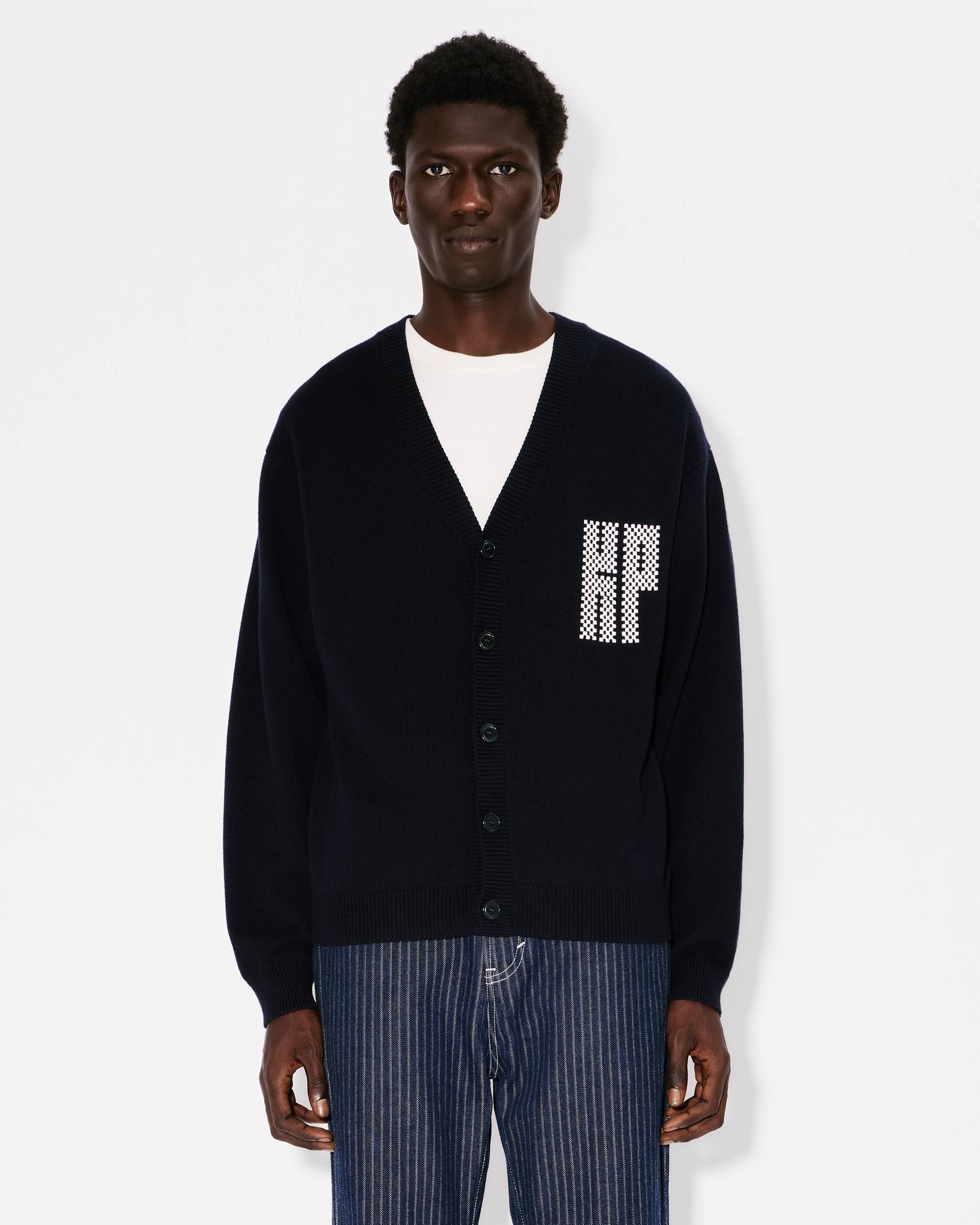 'KENZO Kamon' embroidered cardigan in wool and cotton - 3