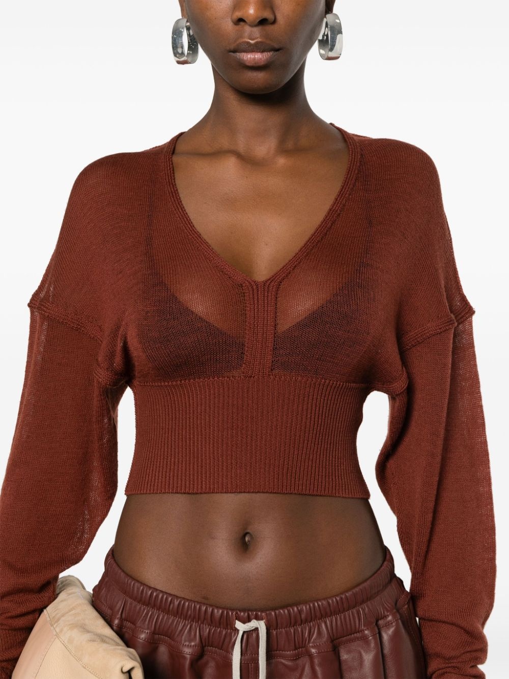 LS V fine-knit cropped jumper - 5