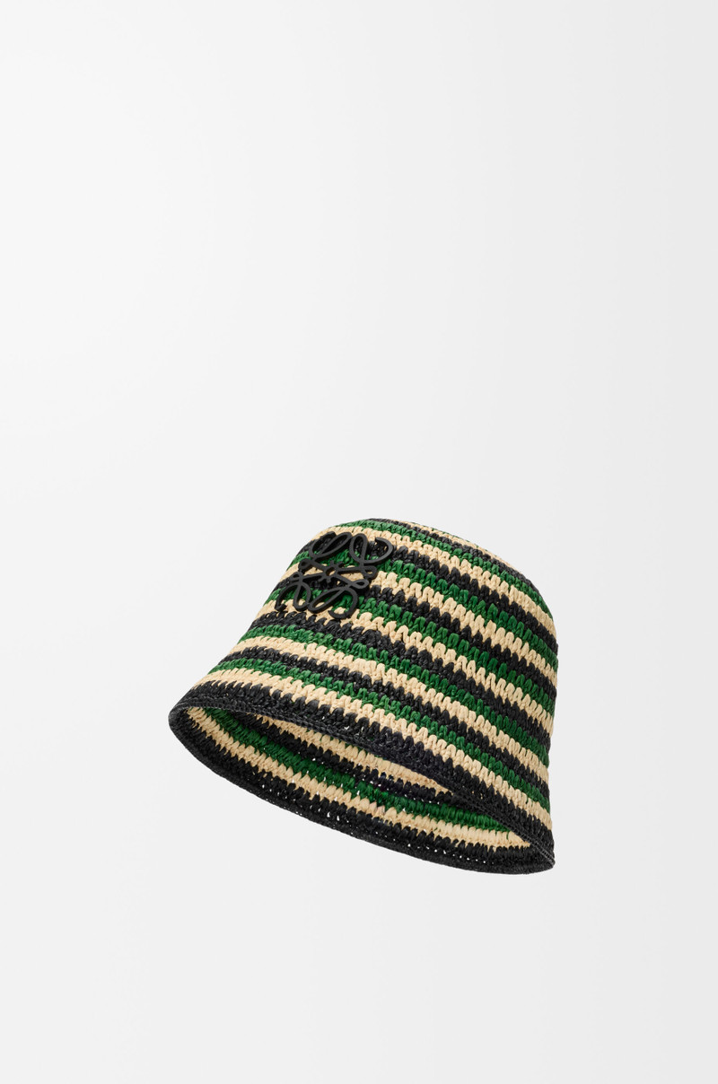Loewe Anagram bucket hat in raffia and calfskin outlook