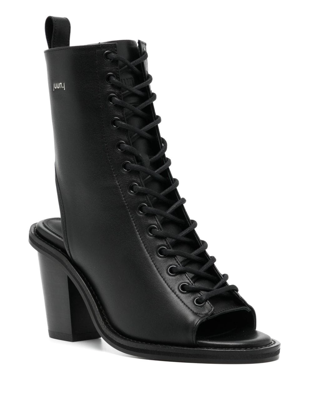 80mm open-toe leather boots - 2